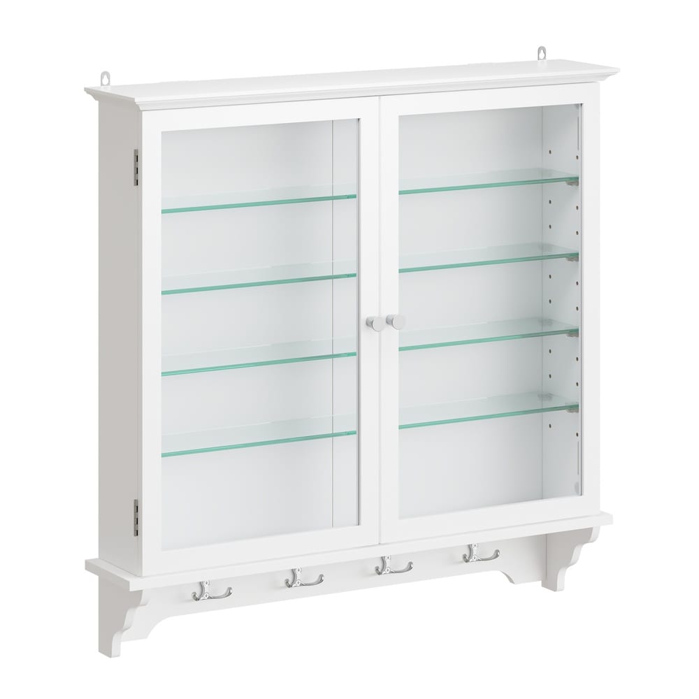 SoBuy Wandschrank, Vitrinenschrank und Aufbewahrungsschrank mit 2 T&uuml;ren Wei&szlig; 68x13,5x68,5cm - Bild 1