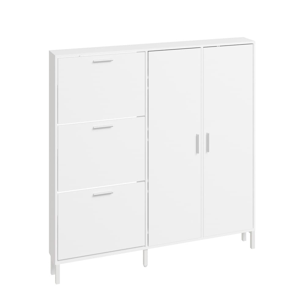 SoBuy Schuhschrank mit Schuhkipper und Schuhregal, 2 T&uuml;ren Wei&szlig; 115,5x14,5x117cm Modern - Bild 1