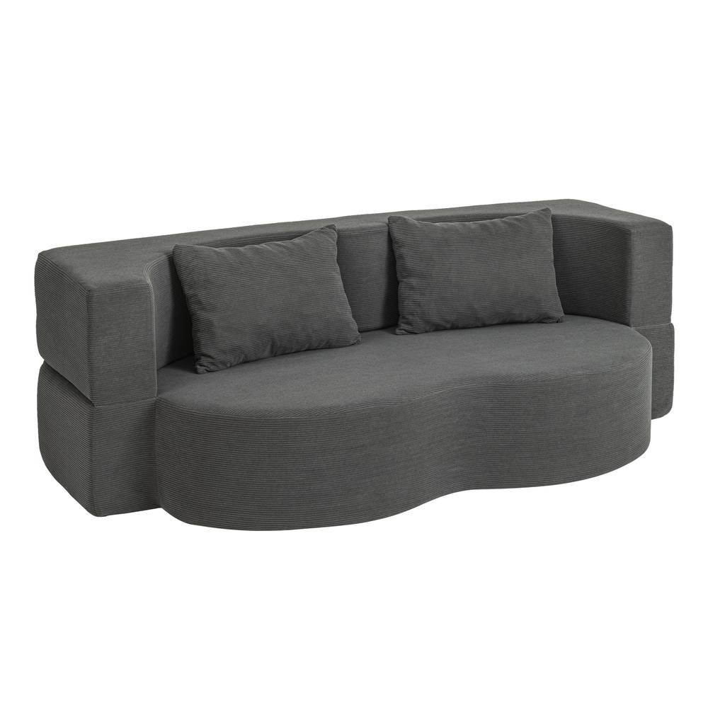 SoBuy Schlafcouch, Wohnlandschaft, Zweisitzer-Bett mit 2 Kissen Dunkelgrau 177x107x32cm Modern - Bild 1