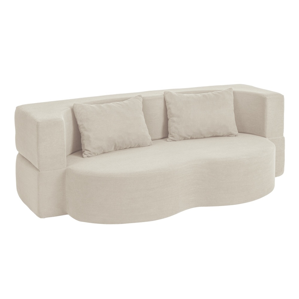SoBuy Schlafsofa, Wohnlandschaft, Zweisitzer-Bett klappbar Beige 177x107x32cm Nordisch - Bild 1