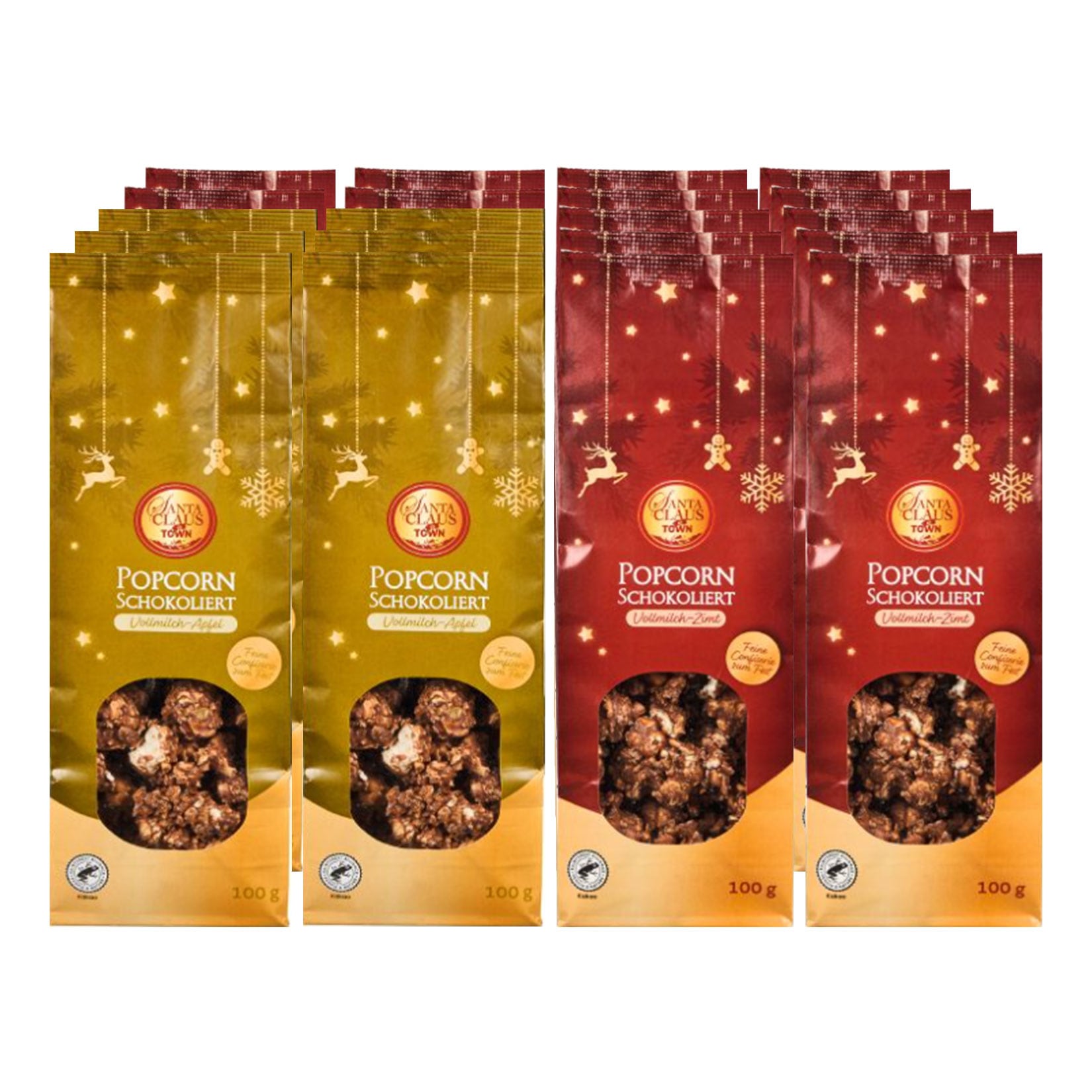 Santa Claus in Town schokoliertes Popcorn 100 g, verschiedene Sorten, 20er Pack - Bild 1