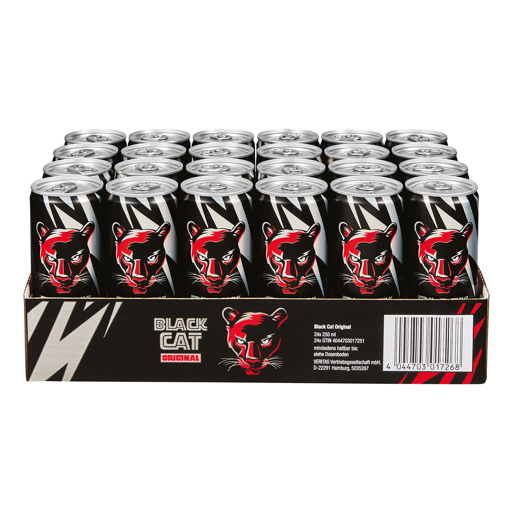 Black Cat Energy Drink Original 250 ml Dose, 24er Pack - Bild 1