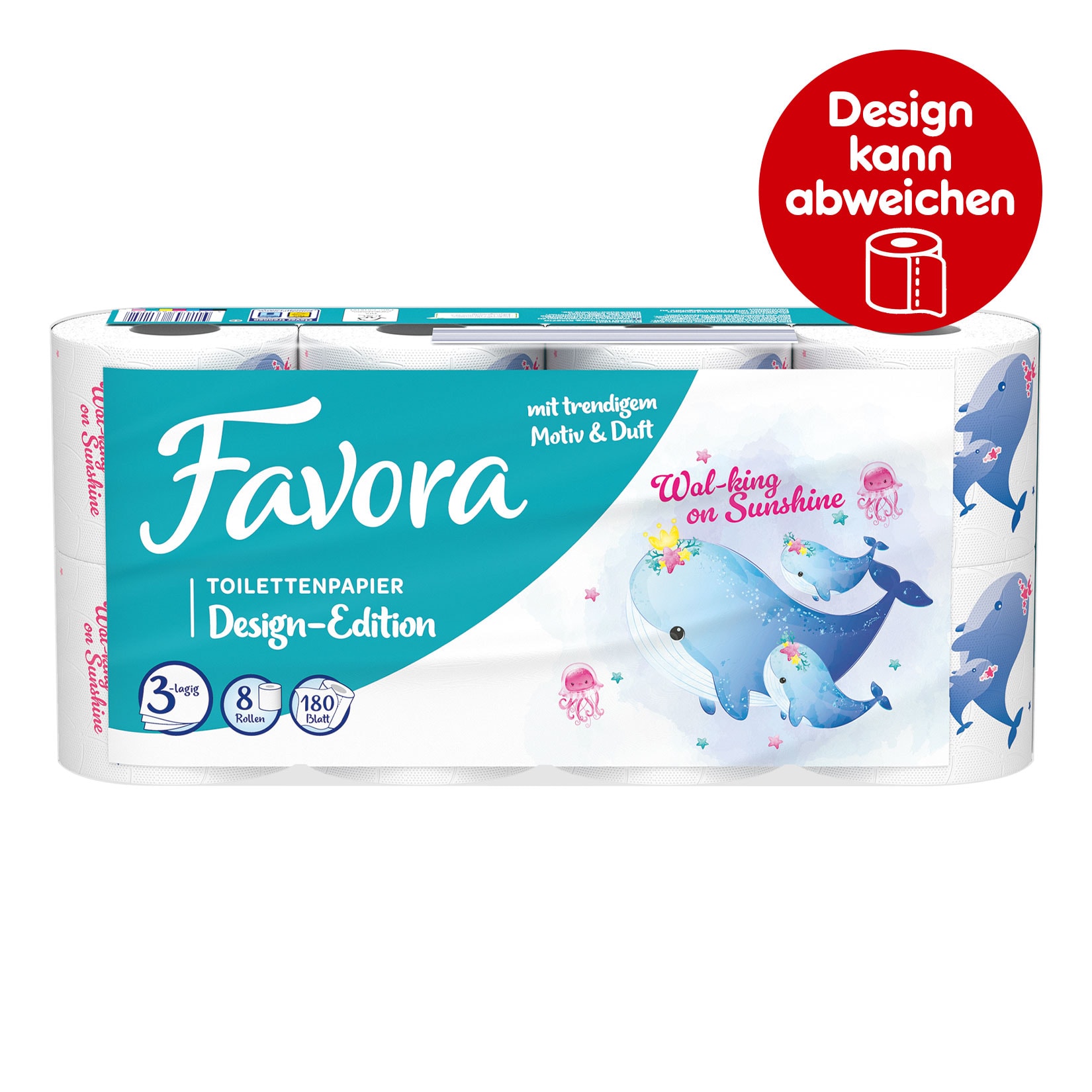 Favora Design-Edition Toilettenpapier 3-lagig 8 x 180 Blatt - Bild 1