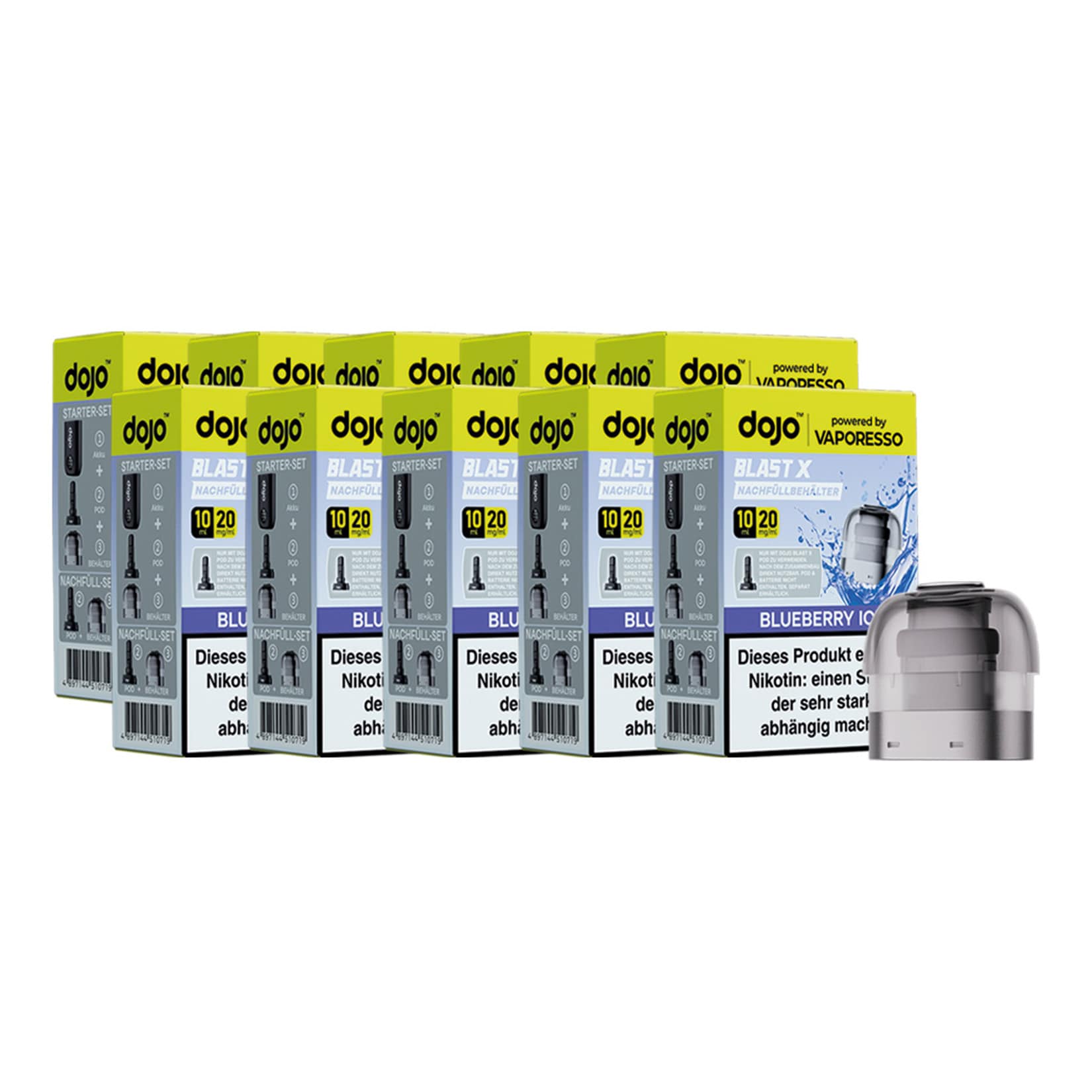 Vaporesso Dojo Blast X Nachf&uuml;llbeh&auml;lter 10 ml - Blueberry Ice 2.0%, 10er Pack - Bild 1