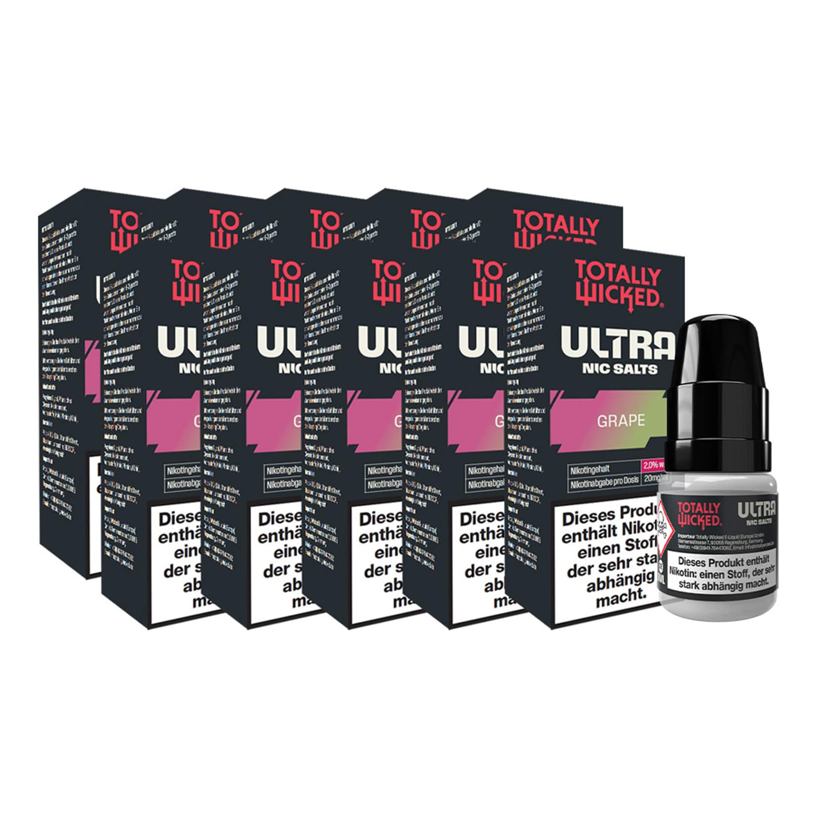 8 ml Totally Wicked ULTRA Nic Salts - 2,0 % (20 mg/ml) Grape, 10er Pack - Bild 1