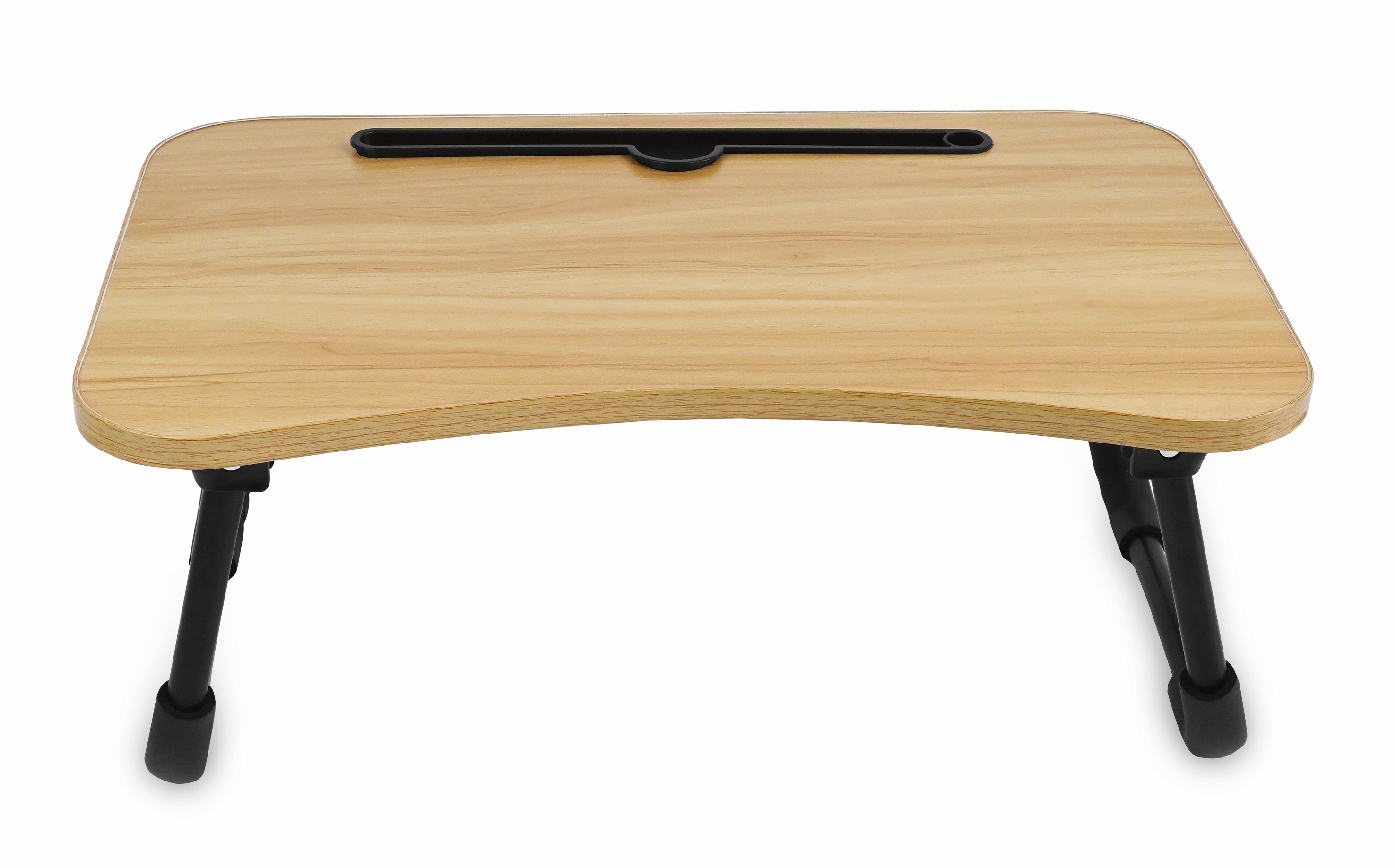 EASYmaxx Scho&szlig;tisch 48x29,50cm holzfarben/schwarz mit Kabeldurchf&uuml;hrung - Bild 1