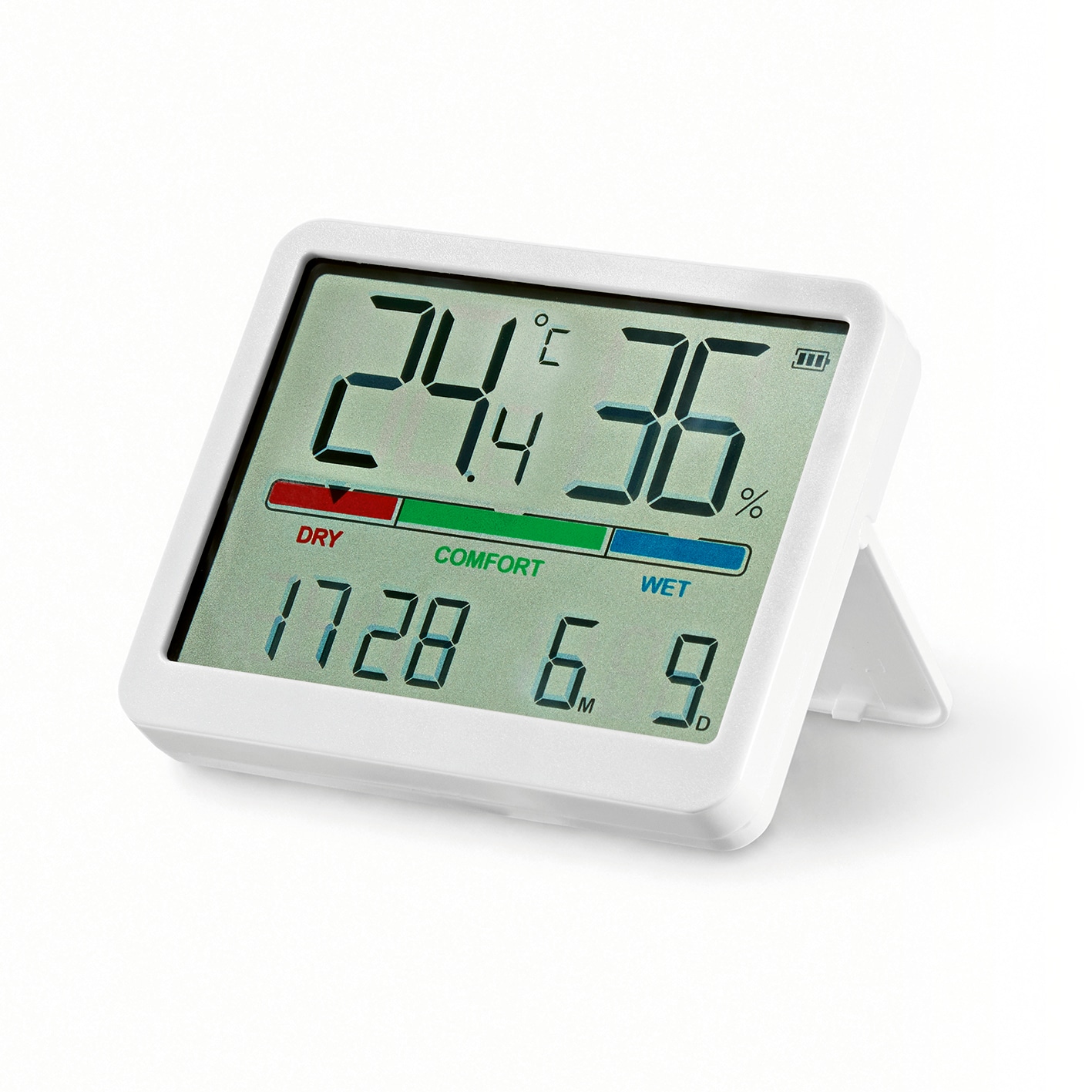 EASYmaxx Thermo- & Hygrometer 3V wei&szlig; Farbdisplay mit Komfortanzeige - Bild 1