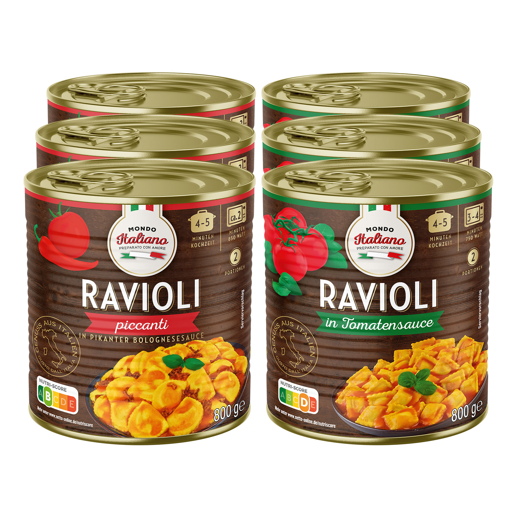Mondo Italiano Ravioli 800 g, verschiedene Sorten, 6er Pack - Bild 1