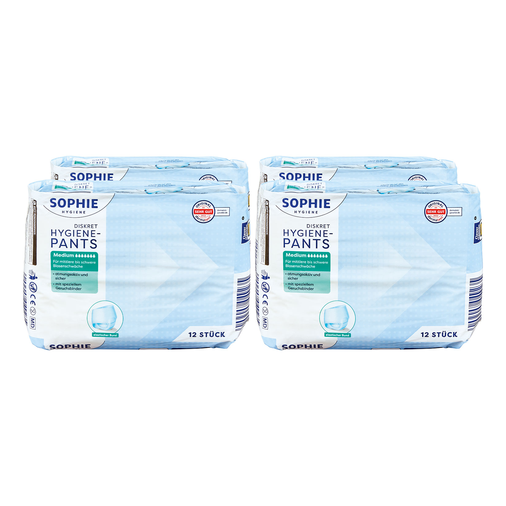 Sophie Diskret Hygiene-Pants Medium 12 St&uuml;ck, 4er Pack - Bild 1