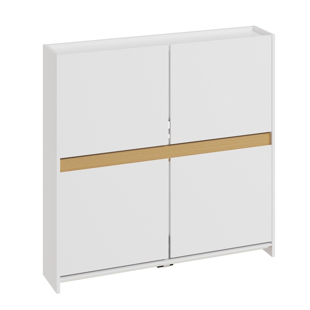 SoBuy Schuhschrank, Schuhkipper, Schuhregal mit 4 T&uuml;ren Wei&szlig; 103x19x99,5cm Nordisch - Bild 1