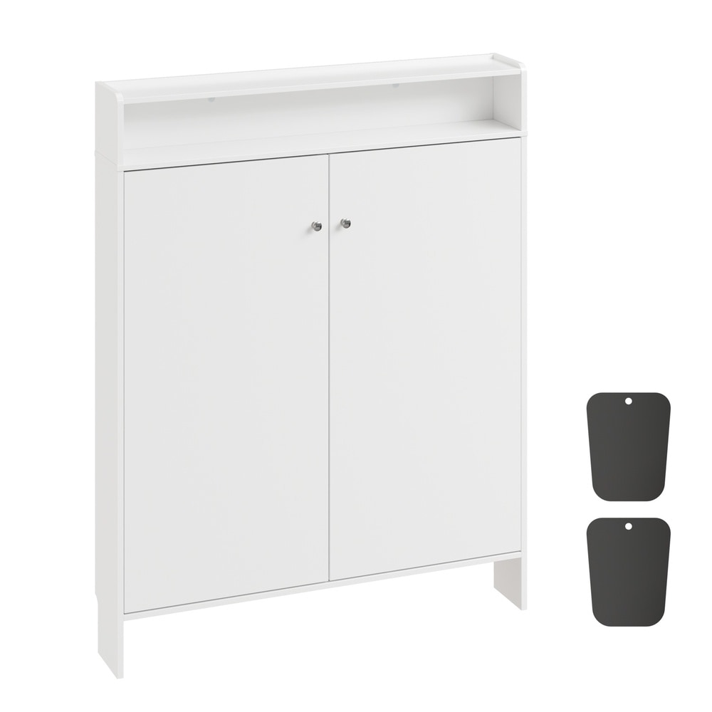 SoBuy Schuhschrank, Schuhregal, Schuhkipper mit 2 T&uuml;ren Wei&szlig; 98x15x123,5cm Modern - Bild 1