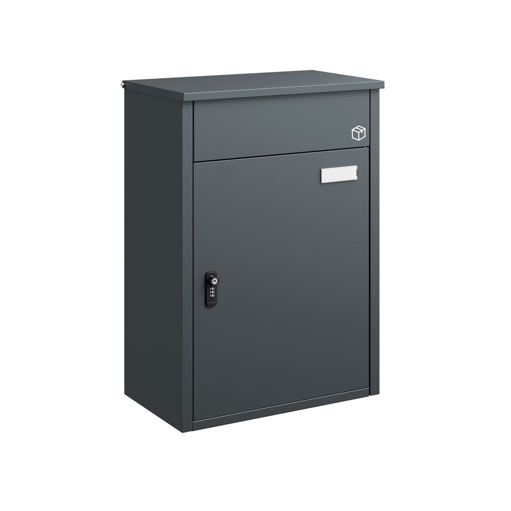 SoBuy Paketbox, Briefkasten mit Paketfach, Au&szlig;en-Paketbeh&auml;lter, 1 T&uuml;r Dunkelgrau - Bild 1