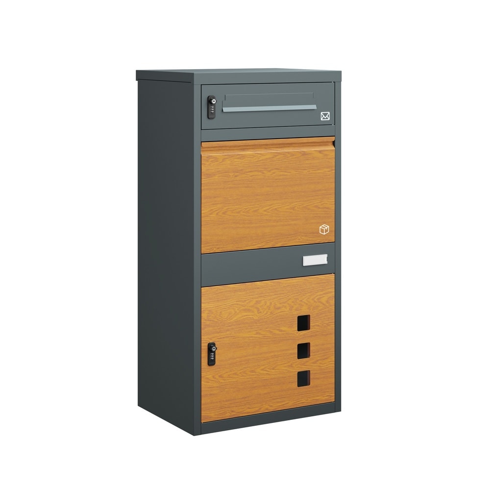 SoBuy Paketbox, Briefkasten mit Paketfach, Au&szlig;enschrank f&uuml;r Pakete, 3 T&uuml;ren - Bild 1