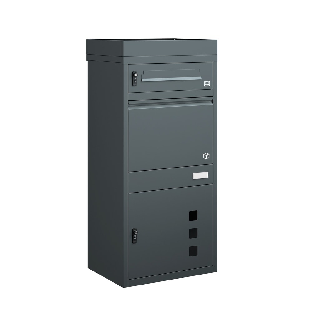 SoBuy Paketbox, Briefkasten mit Paketfach, Au&szlig;enschrank f&uuml;r Pakete, 3 T&uuml;ren - Bild 1