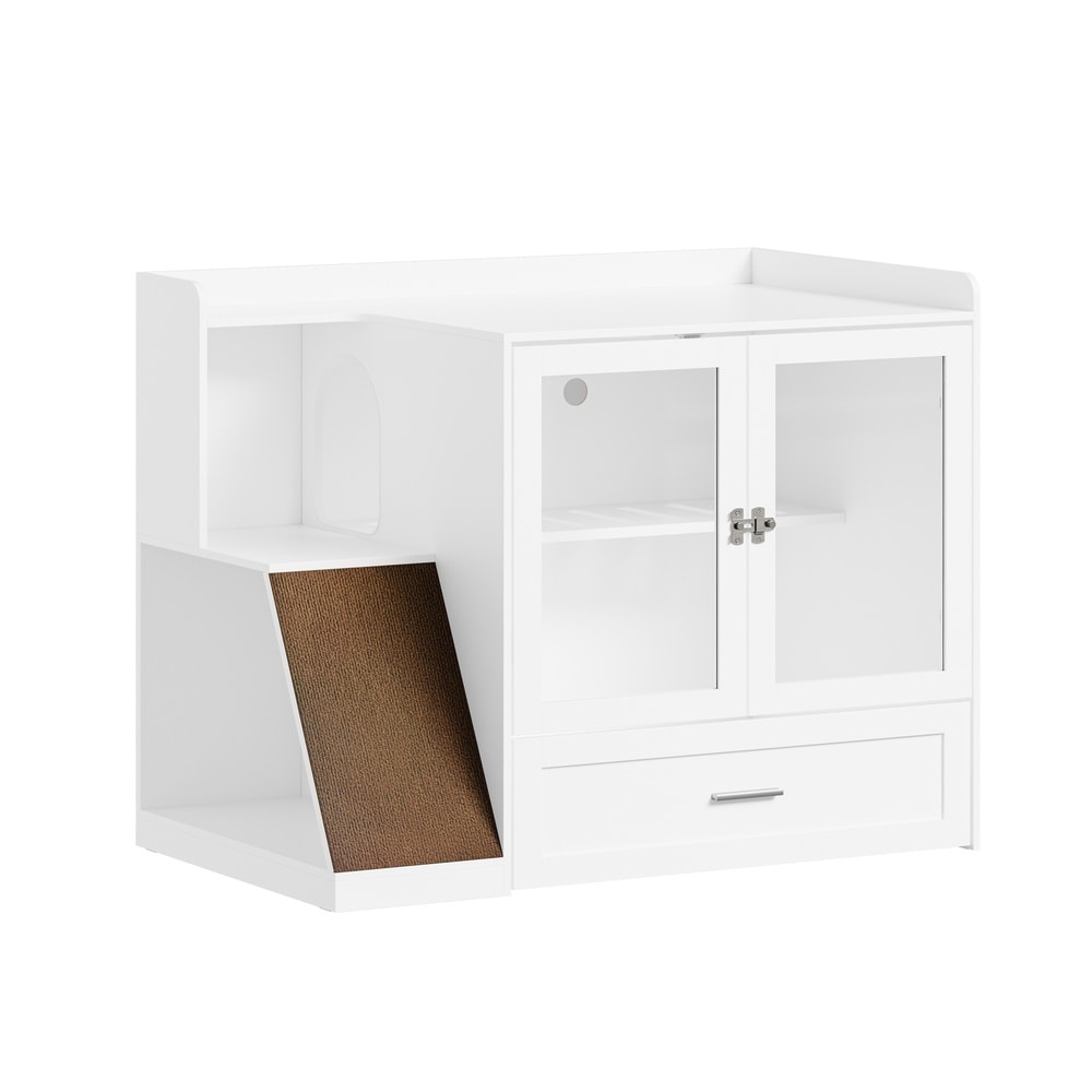 SoBuy Katzenklo-Schrank, Katzen-Toiletten-Kabinett, Katzensand-Versteck mit 1 Schublade Wei&szlig; - Bild 1
