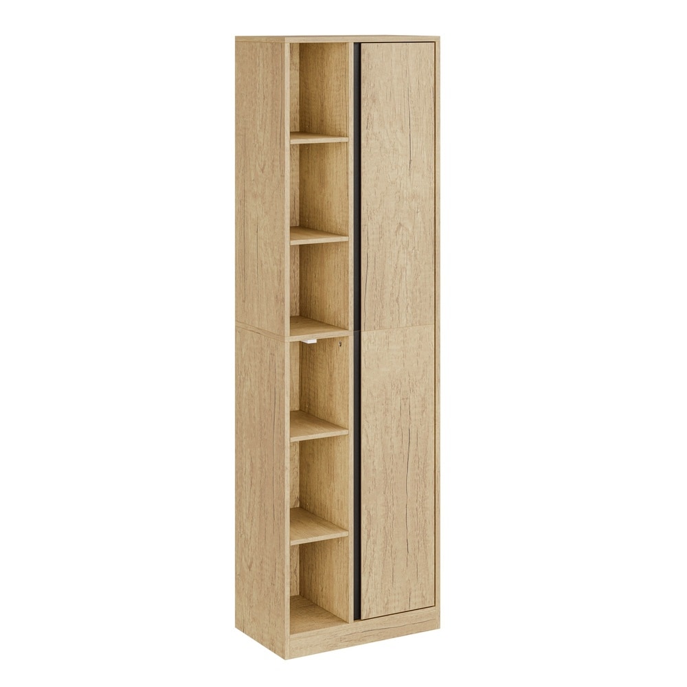 SoBuy Badezimmerschrank, Hochschrank f&uuml;r Bad, Badregal mit 1 T&uuml;r 50x30x180cm - Bild 1
