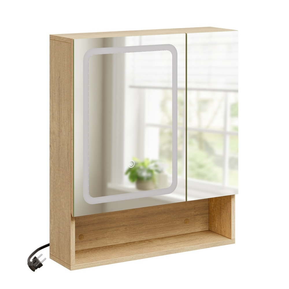SoBuy Spiegelschrank, Badschrank, Wandschrank mit 3 Regalen 60x17x70cm Nordisch - Bild 1