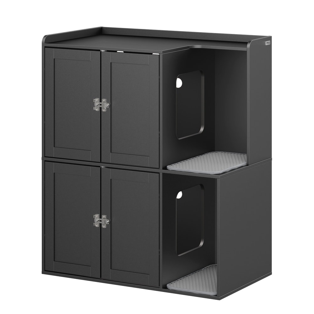 SoBuy Katzenklo-Schrank, Katzen-Toiletten-Kabinett, Tierhygiene-Schrank mit 4 T&uuml;ren Schwarz - Bild 1