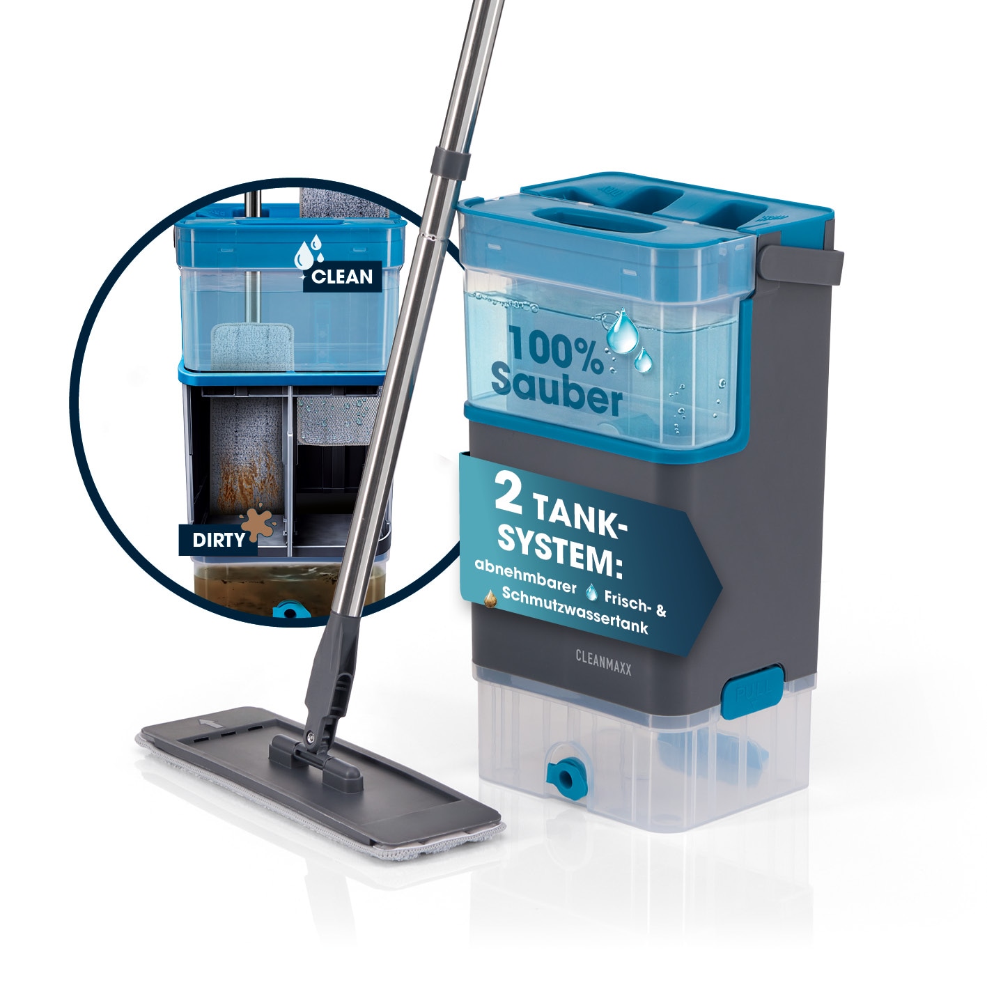 CLEANmaxx Komfort-Mopp 7l grau/blau 2 Kammer-System - Bild 1