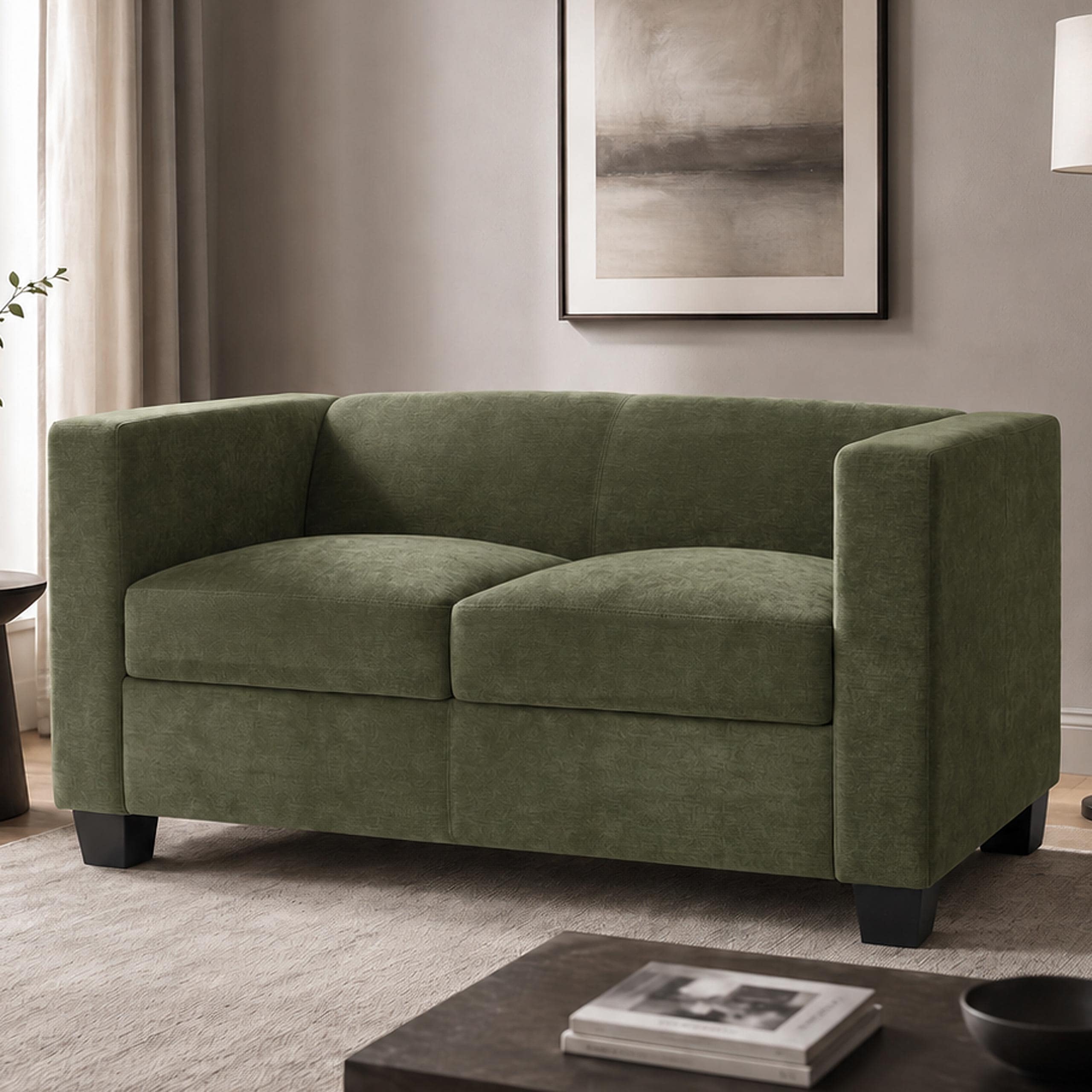 2er Sofa Lille, Couch Loungesofa 2-Sitzer, Nosagfederung Stoff/Textil&nbsp;Chenille (260g/m&sup2;) 136cm ~ gr&uuml;n - Bild 1