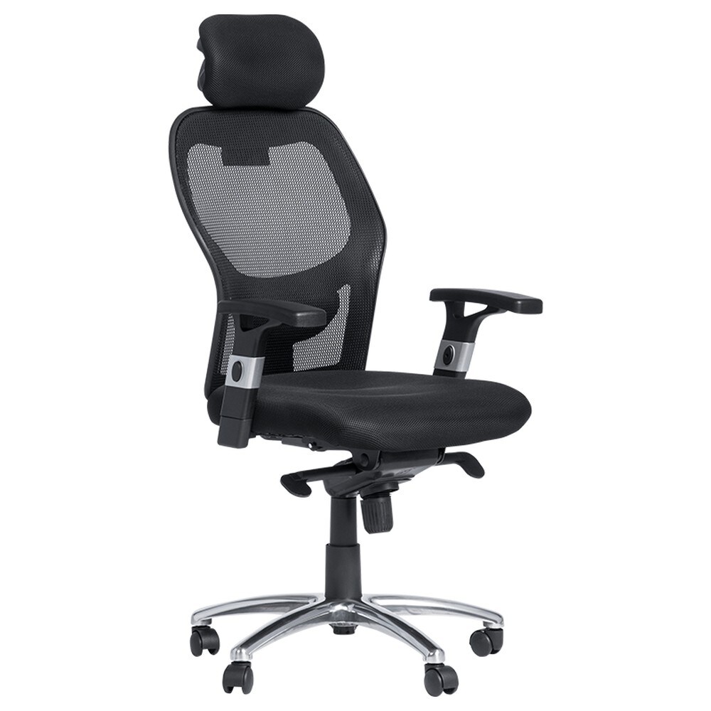 Carmen 7520 Ergonomischer Bürostuhl mit Netzrücken, Kopfstütze und Lordosenstütze – Schwarz