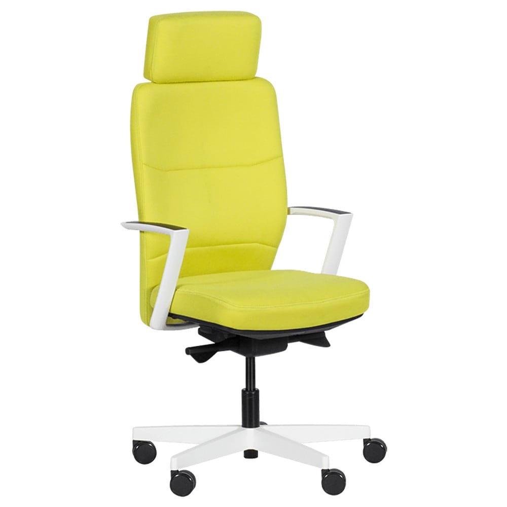 Carmen TAR Ergonomischer B&uuml;rostuhl mit Kopfst&uuml;tze, Lordosenst&uuml;tze und Alu-Fu&szlig;kreuz &ndash; Senfgelb - Bild 1