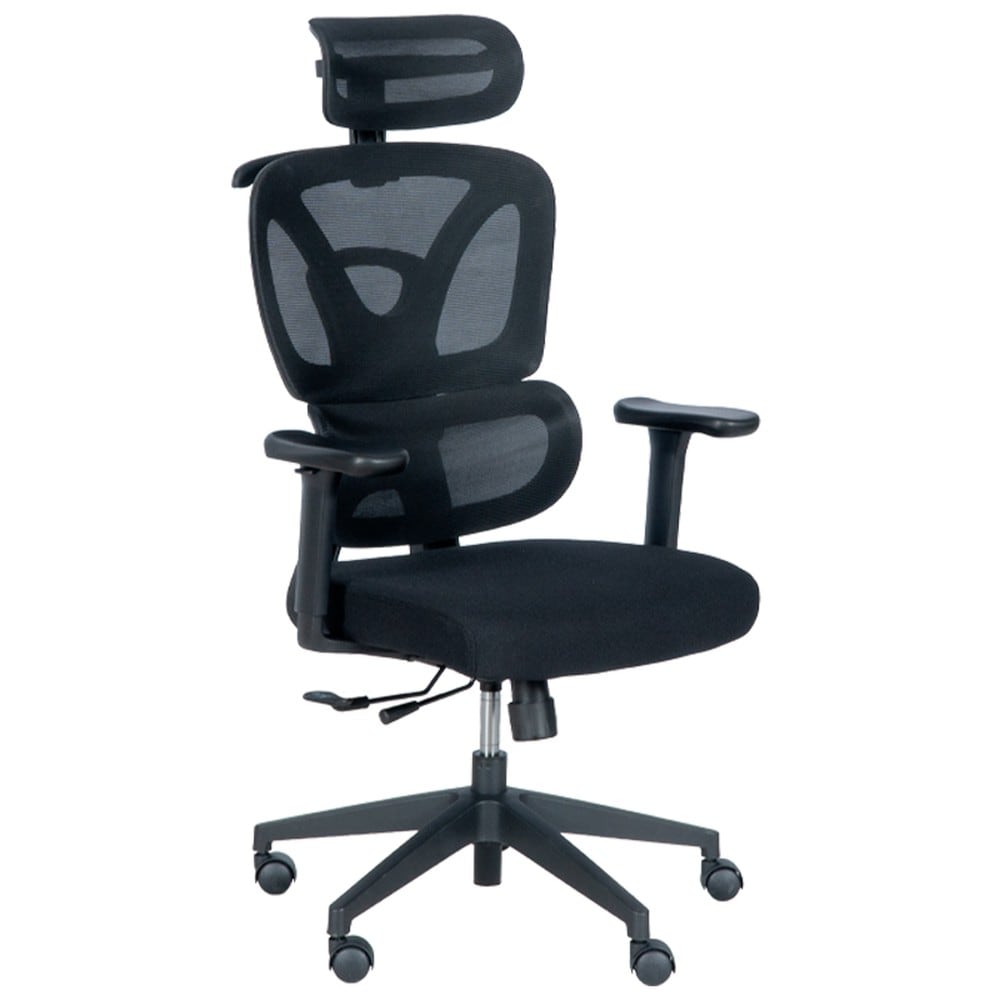 Carmen 7591 Ergonomischer B&uuml;rostuhl mit Netzr&uuml;cken, Kopfst&uuml;tze, Lordosenst&uuml;tze und 4D-Armlehnen &ndash; Schwarz - Bild 1