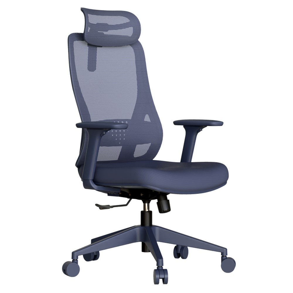 Carmen MASALI Ergonomischer B&uuml;rostuhl mit Netzr&uuml;cken, Kopfst&uuml;tze, Lordosenst&uuml;tze und 3D-Armlehnen &ndash; Blau - Bild 1