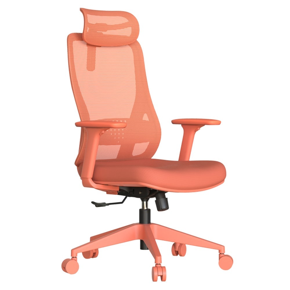 Carmen MASALI Ergonomischer B&uuml;rostuhl mit Netzr&uuml;cken, Kopfst&uuml;tze, Lordosenst&uuml;tze und 3D-Armlehnen &ndash; Orange - Bild 1