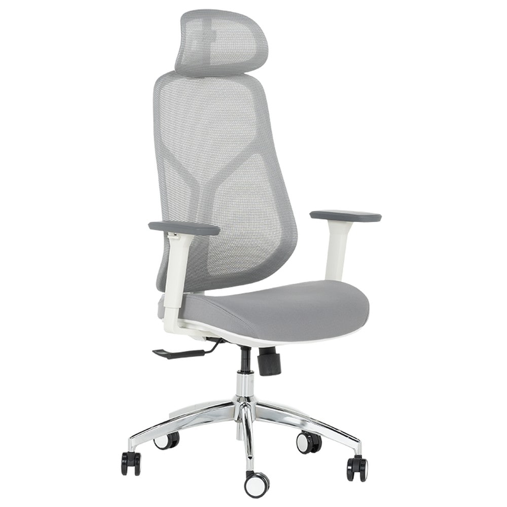 Carmen 7901 W Ergonomischer B&uuml;rostuhl mit Netzr&uuml;cken, Kopfst&uuml;tze und 3D-Armlehnen &ndash; Grau - Bild 1