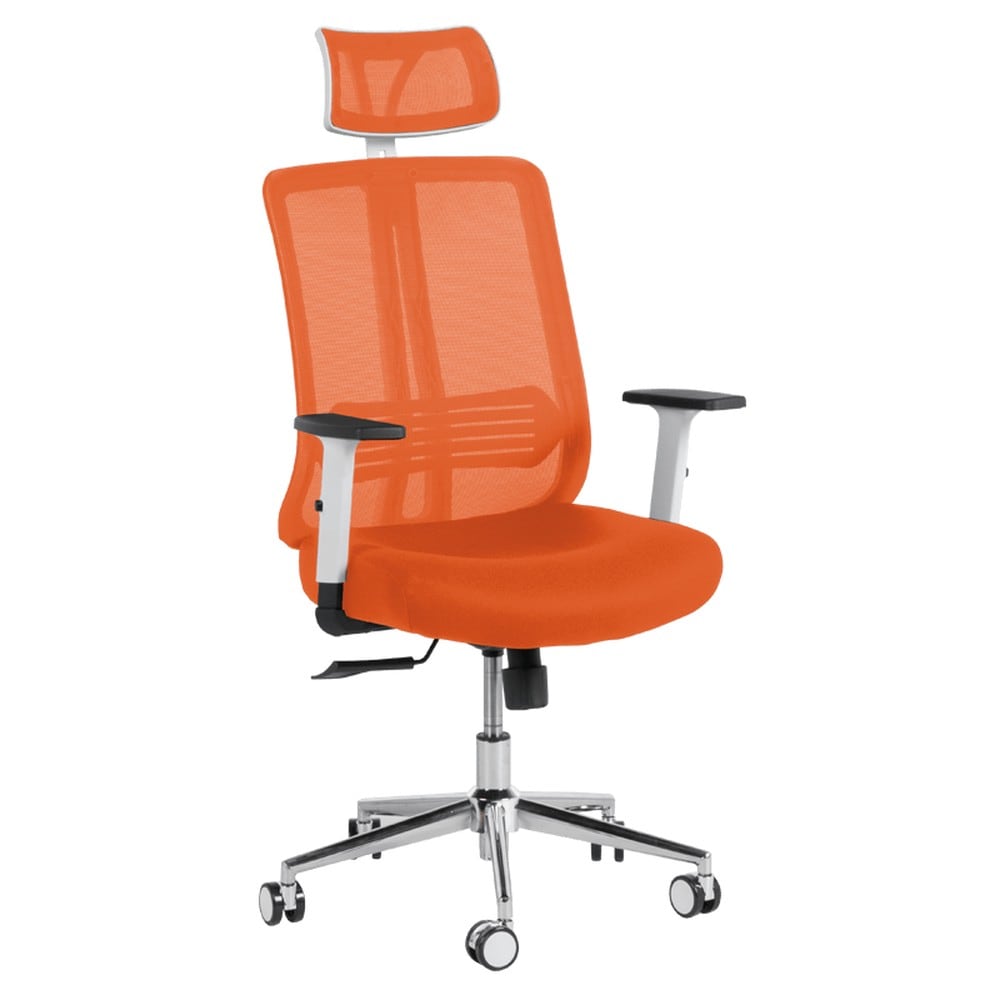 Carmen LORENA LUX Chefsessel mit Netzr&uuml;cken, Kopfst&uuml;tze, Lordosenst&uuml;tze und 1D-Armlehnen &ndash; Orange - Bild 1