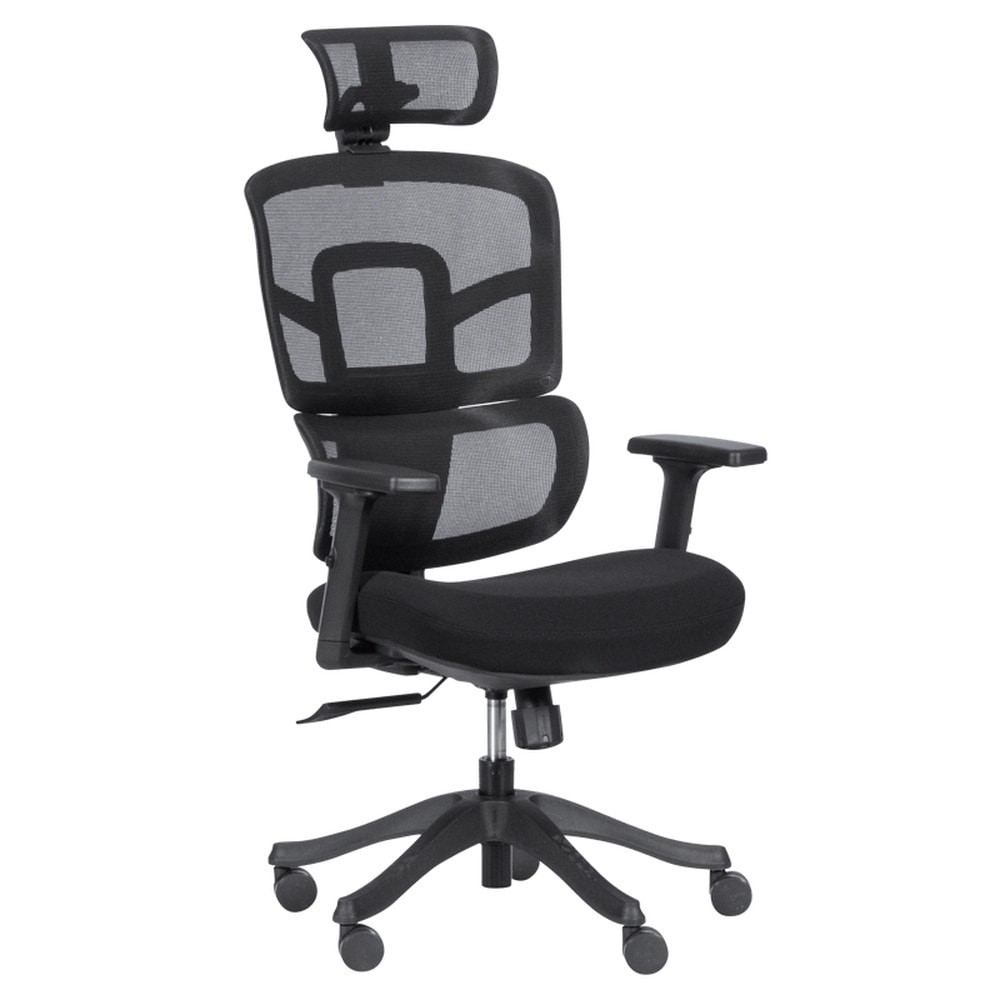 Carmen 7582 Ergonomischer B&uuml;rostuhl mit Netzr&uuml;cken, Kopfst&uuml;tze und 2D-Armlehnen &ndash; Schwarz - Bild 1