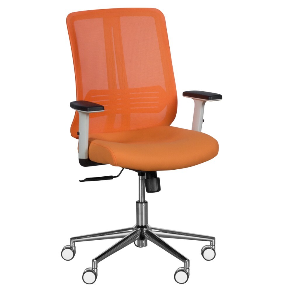 Carmen LORENA Chefsessel mit Netzrücken, Lordosenstütze und 1D-Armlehnen – Orange