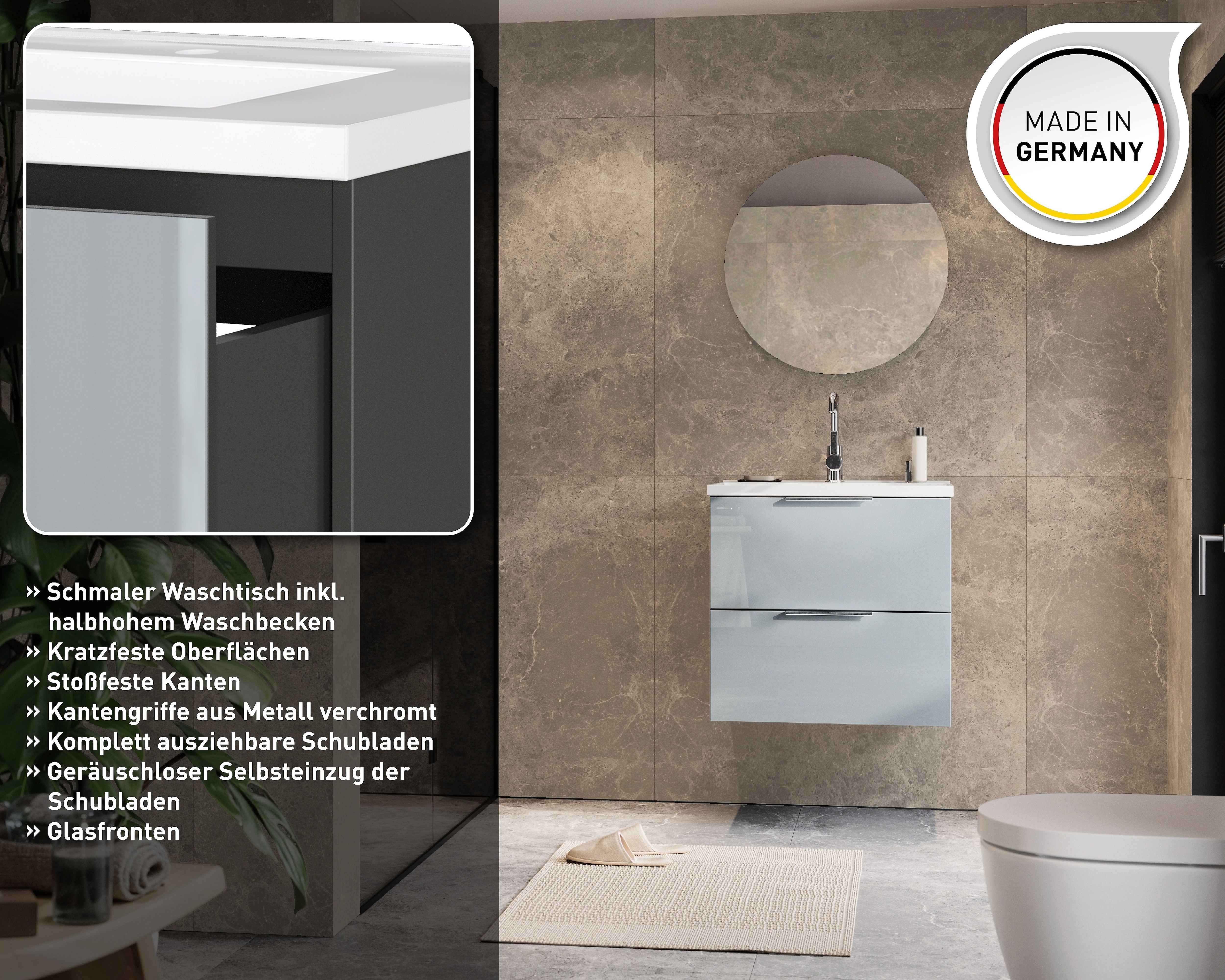 Waschtisch inkl. Becken 9084 Graphit/Silbergrau - Bild 1