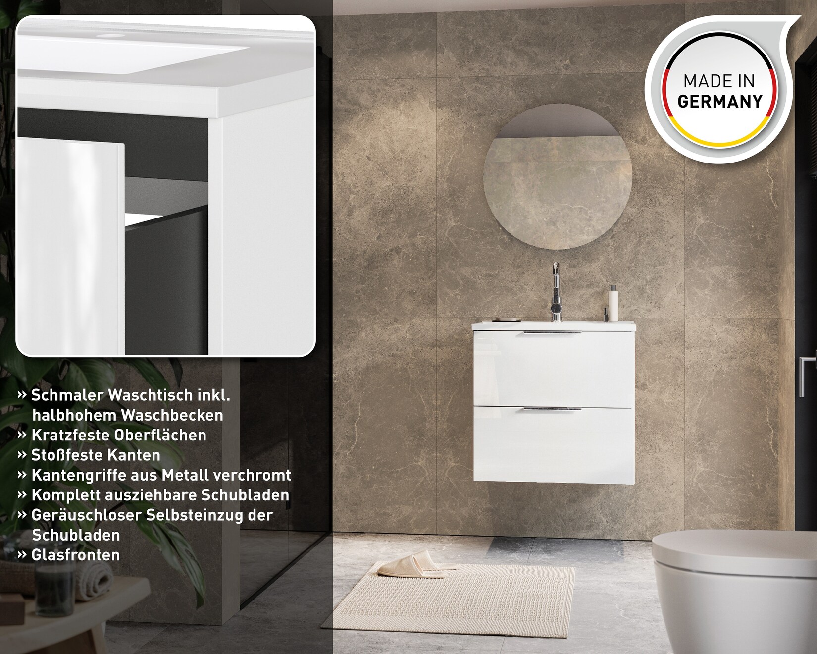 Waschtisch inkl. Becken 9084 Weiß