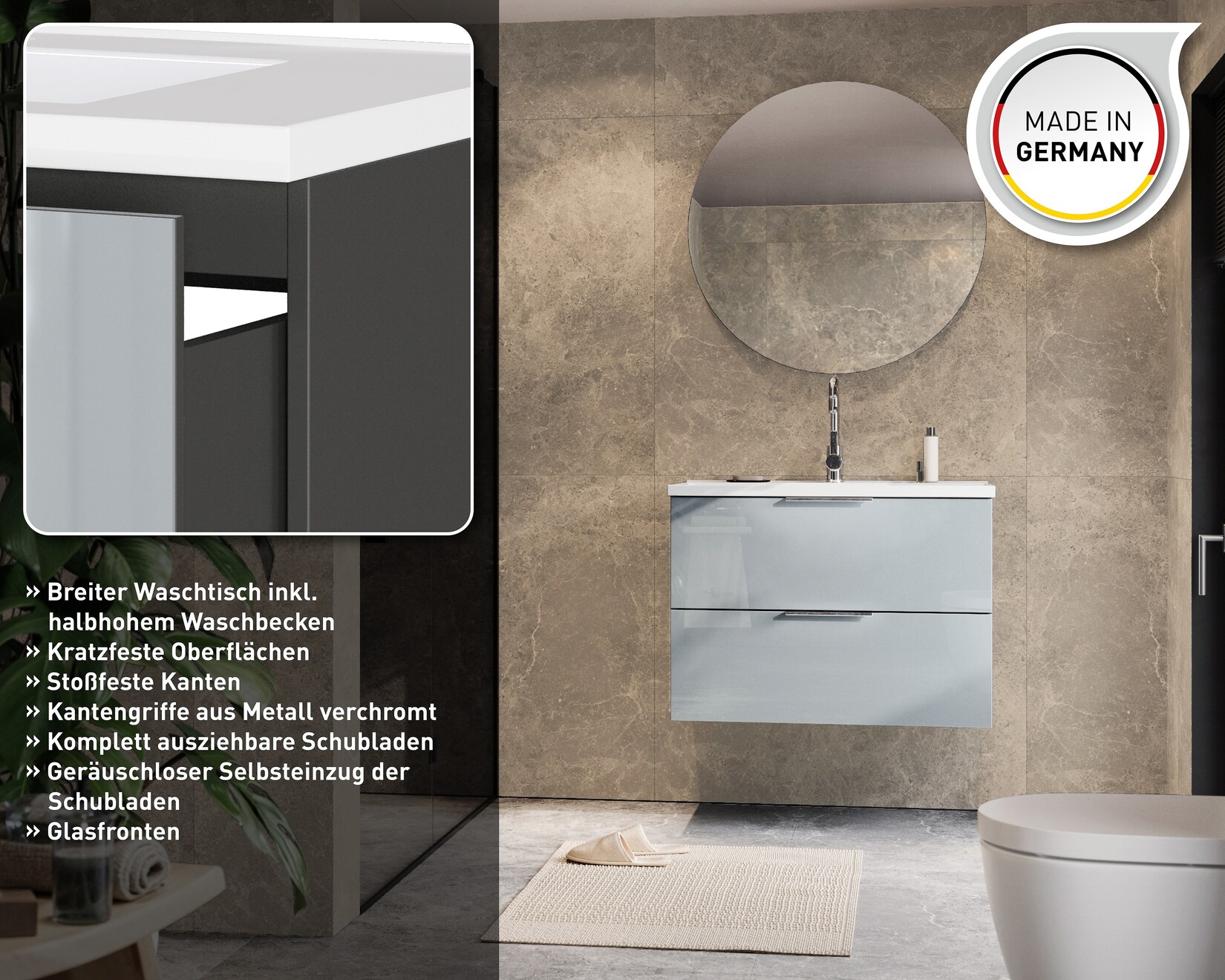 GW-CELANO Waschtisch inkl. Becken 9085 Graphit/Silbergrau
