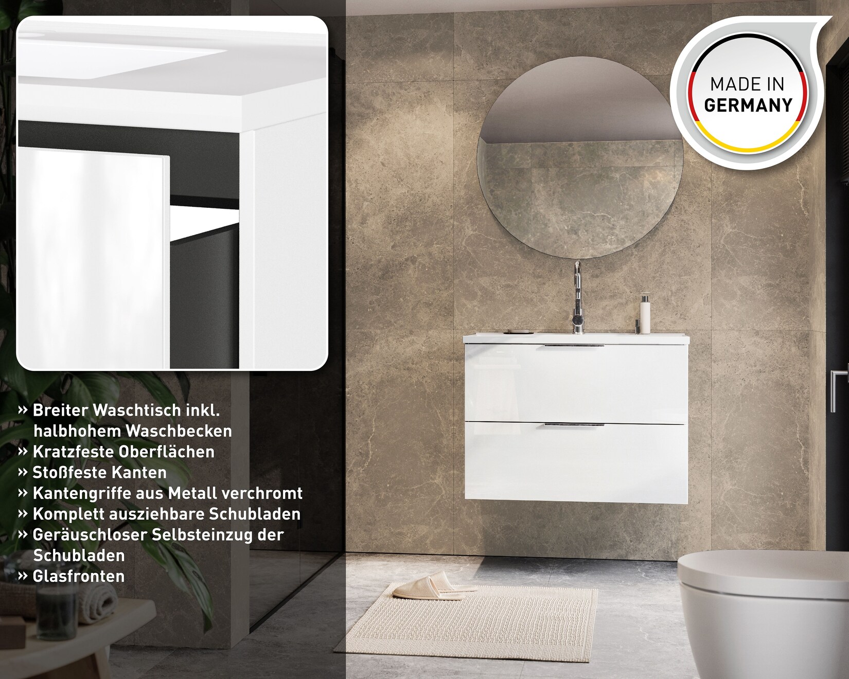 GW-CELANO Waschtisch inkl. Becken 9085 Weiß