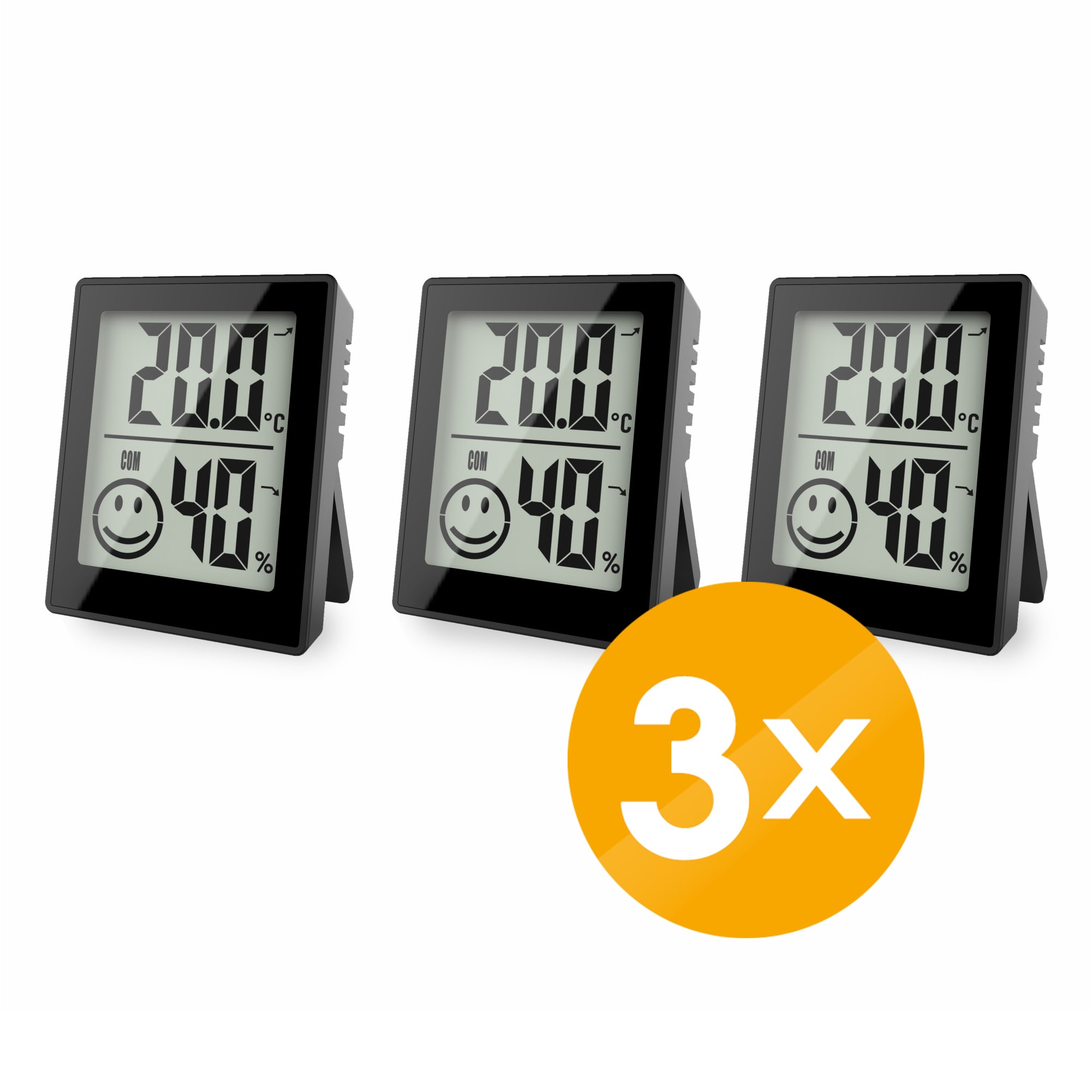 Miraval  3x Thermo-/Hygrometer 3er Set mit Smiley-Komfortanzeige - Bild 1