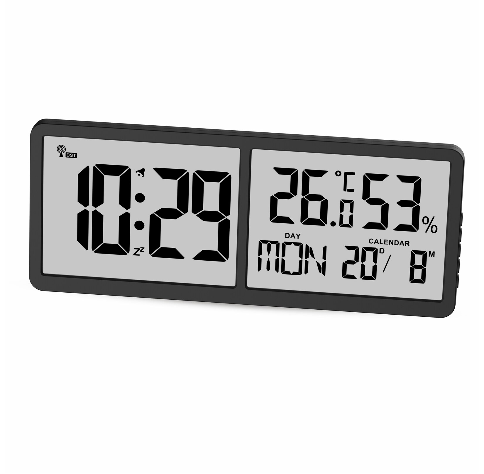 Miraval  Digitale Design Funk-Wanduhr „Jumbo“ mit Temperatur, Luftfeuchtigkeit und Datumsanzeige | 04005197630470