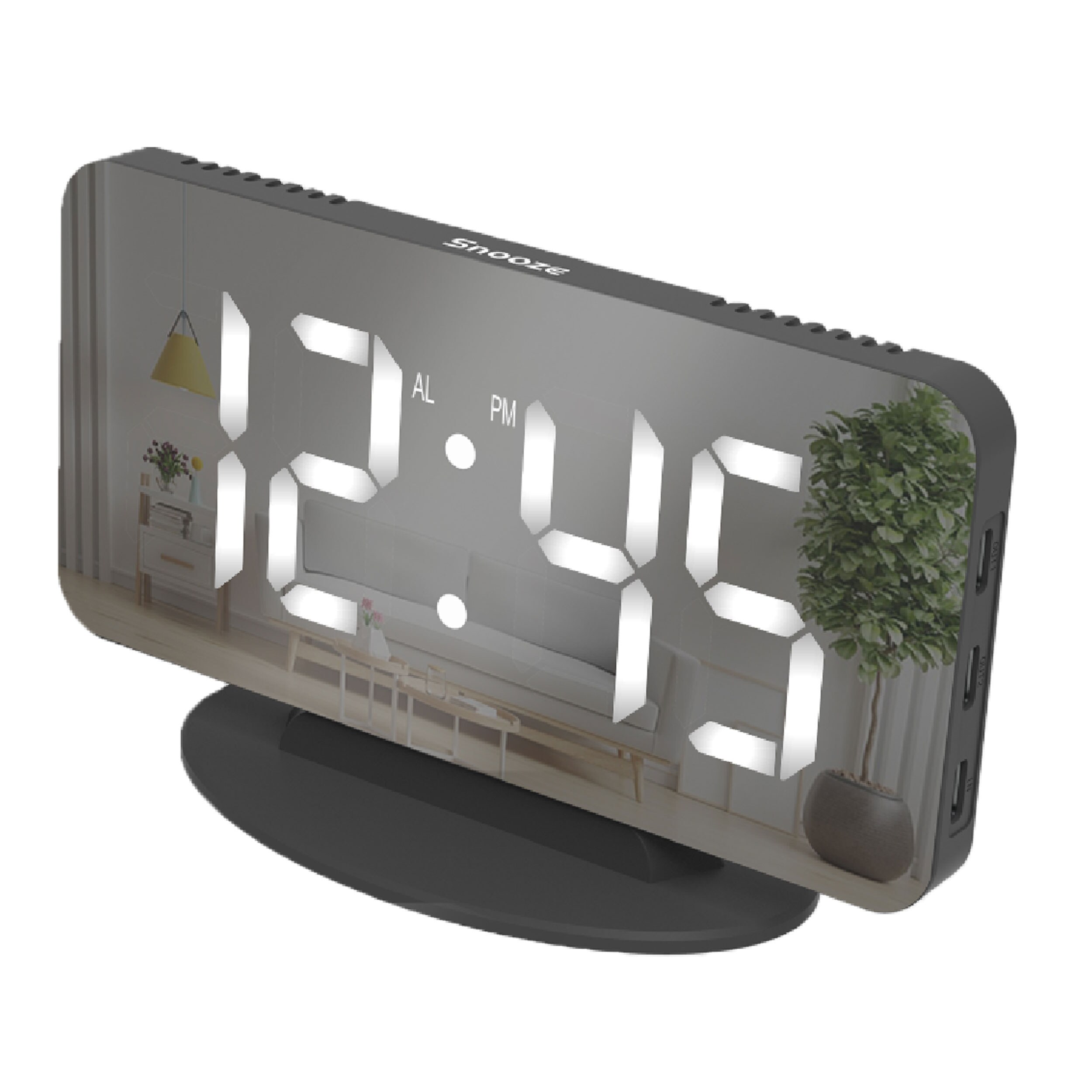 Miraval  Miraval Design Spiegelwecker Digital &ndash; 2x USB-C, Snooze, 3 Helligkeiten, leise - Bild 1