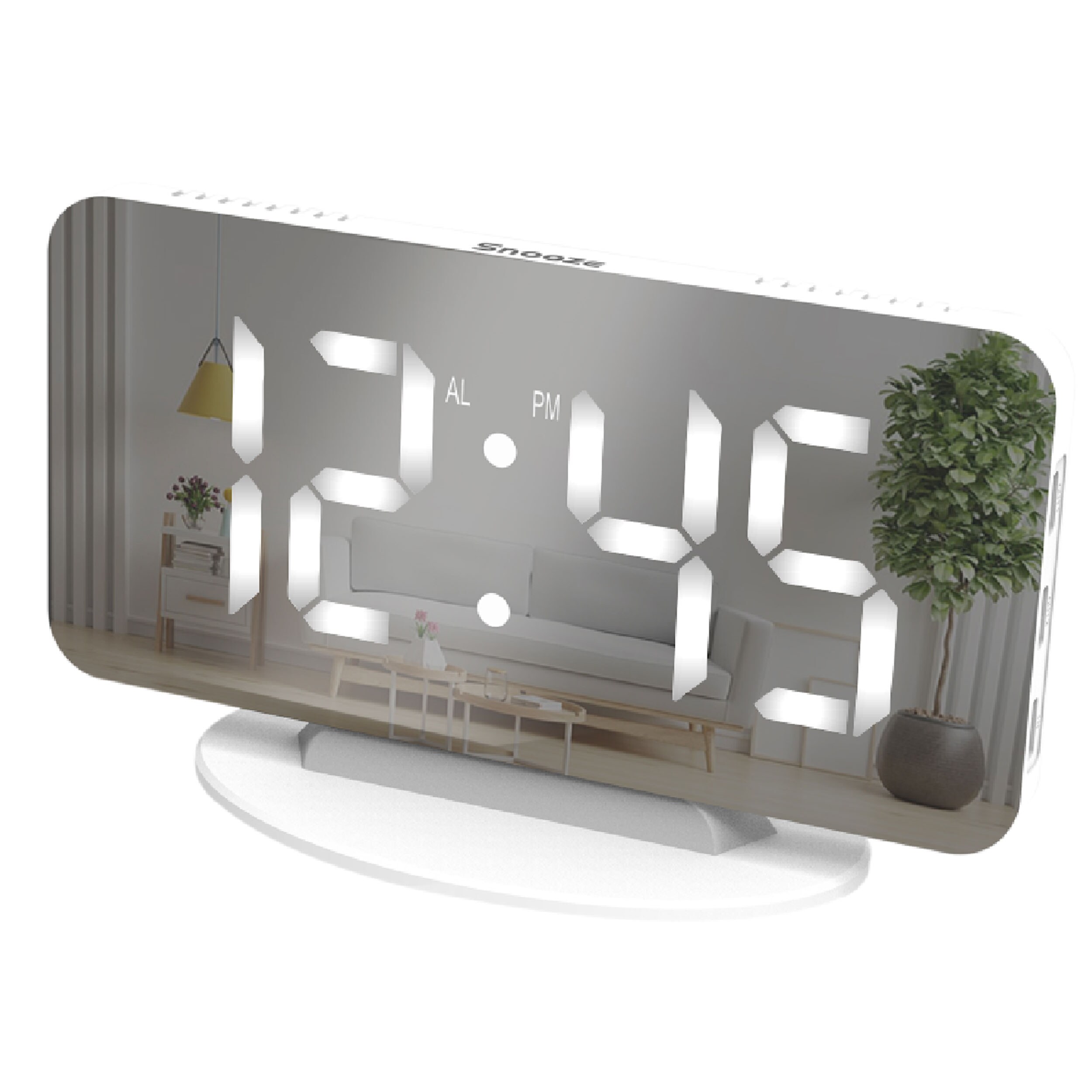 Miraval  Miraval Design Spiegelwecker Digital &ndash; 2x USB-C, Snooze, 3 Helligkeiten, leise - Bild 1