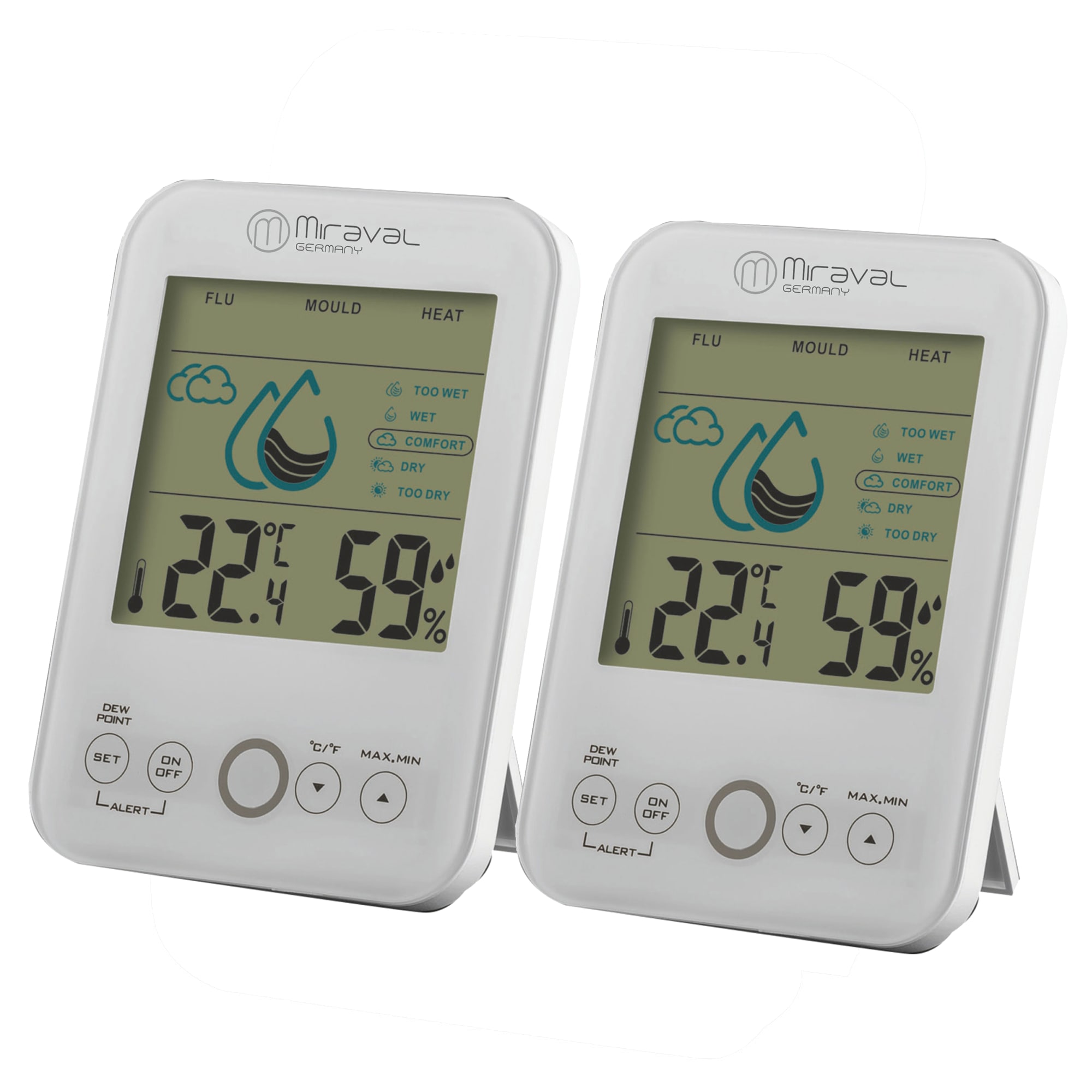Miraval  Raumklimastation Schimmelwarner 5 Stufen L&uuml;ftungsempfehlung Hygrometer Temperaturstation - Bild 1