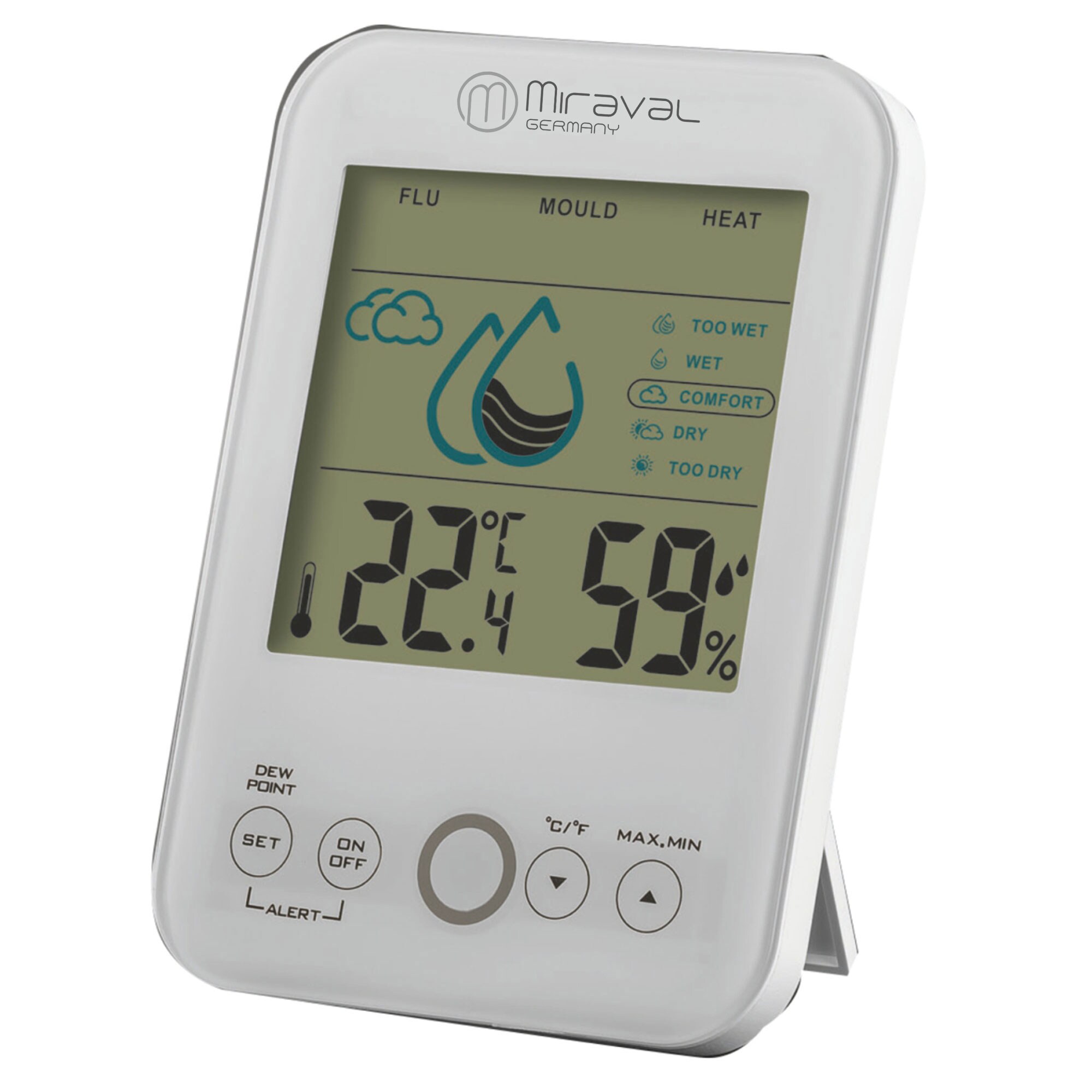 Miraval  Raumklimastation Schimmelwarner 5 Stufen L&uuml;ftungsempfehlung Hygrometer Temperaturstation - Bild 1