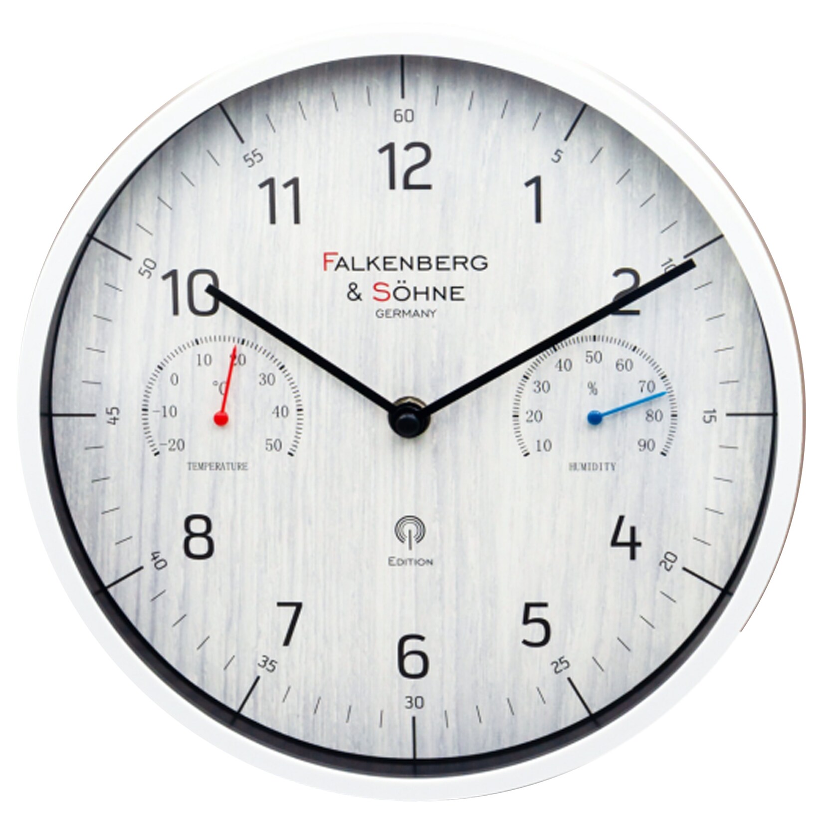 Falkenberg & Söhne  Design Funkwanduhr 30 cm lautlos Thermo- & Hygrometer | 04005197630098