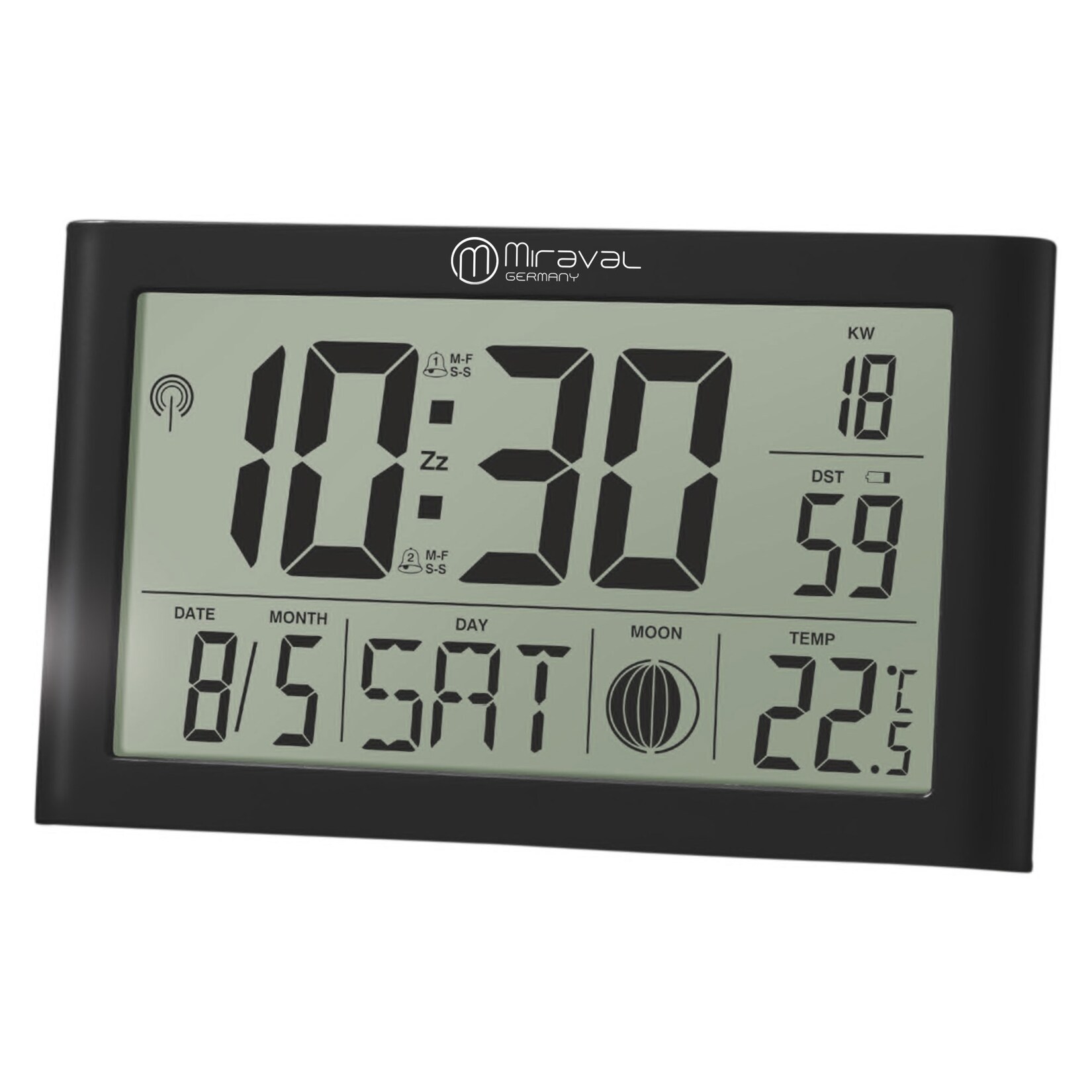 Miraval  Digitale LCD Wanduhr Tischfunkuhr mit Datumsanzeige + Temperatur | 04005197628569