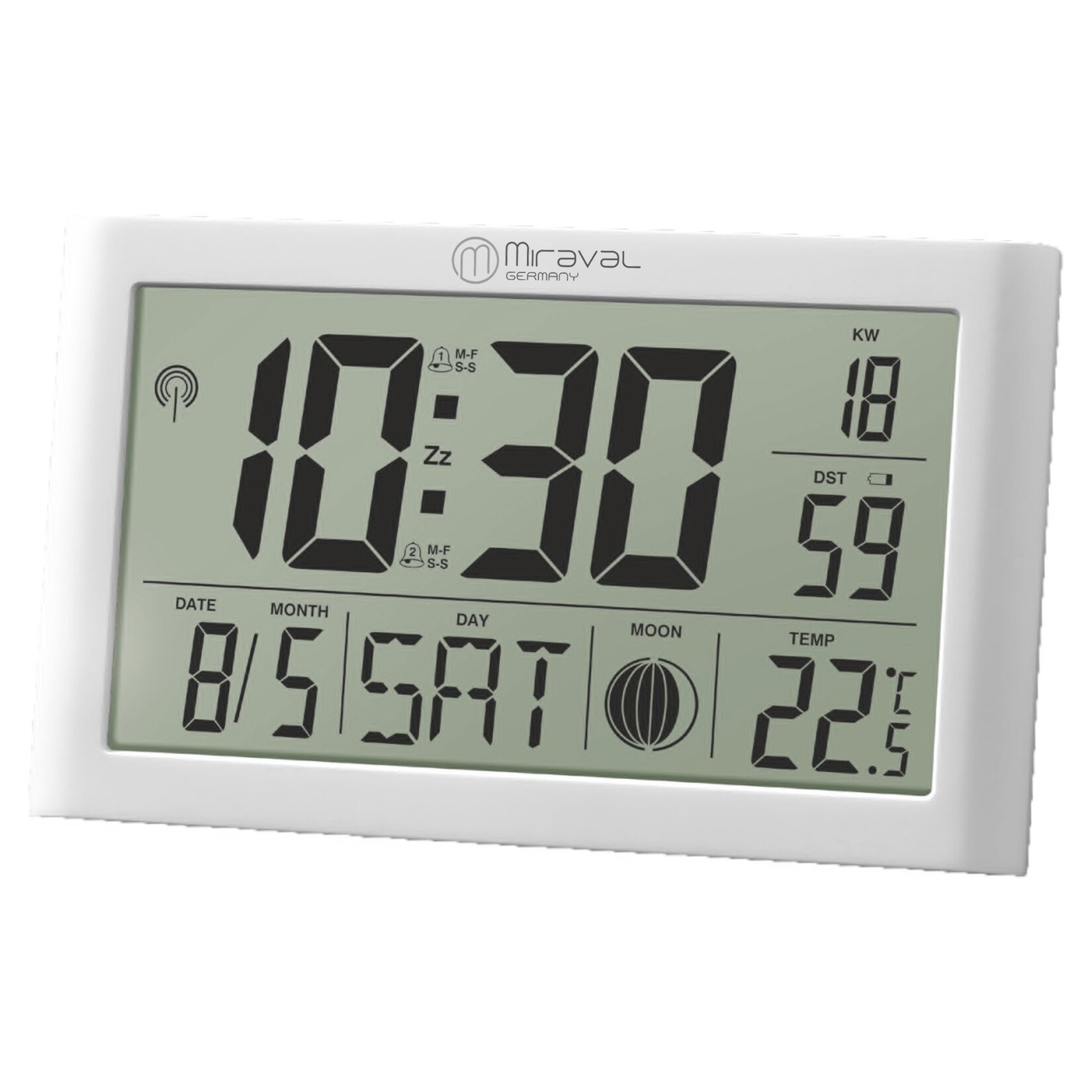 Miraval  Digitale LCD Wanduhr Tischfunkuhr mit Datumsanzeige + Temperatur | 04005197628576
