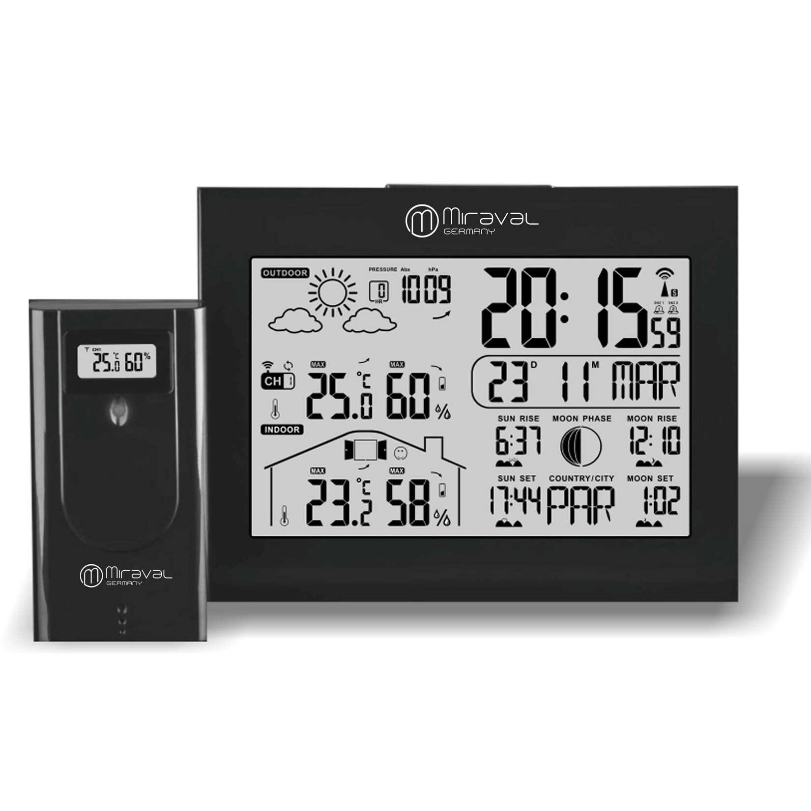 Miraval  LCD Funk-Wetterstation mit Außensenor | 04005197623045