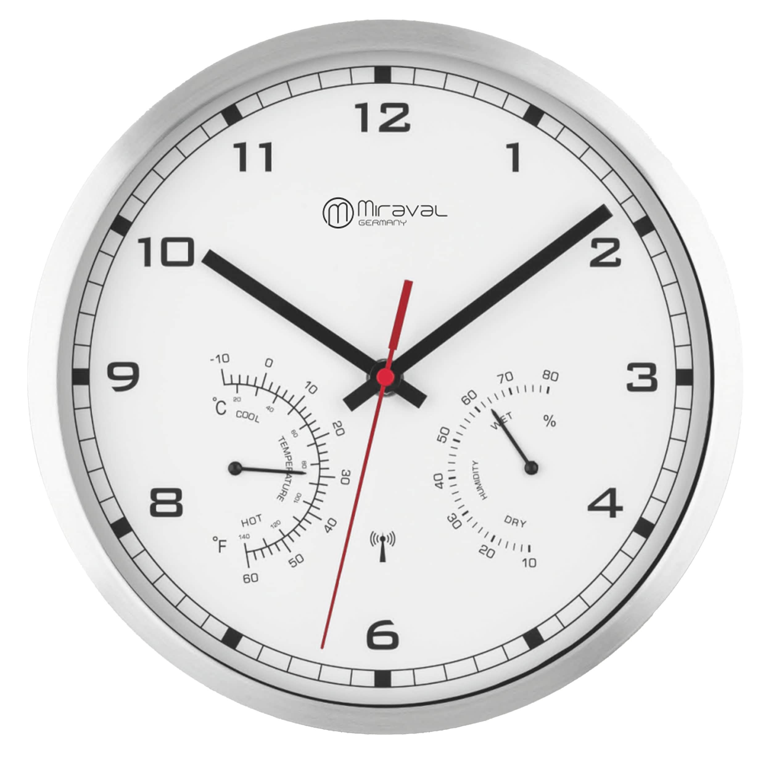 Miraval  Miraval Design Funkwanduhr mit Thermo- und Hygrometer Funkuhr 250 mm Metallrahmen - Bild 1