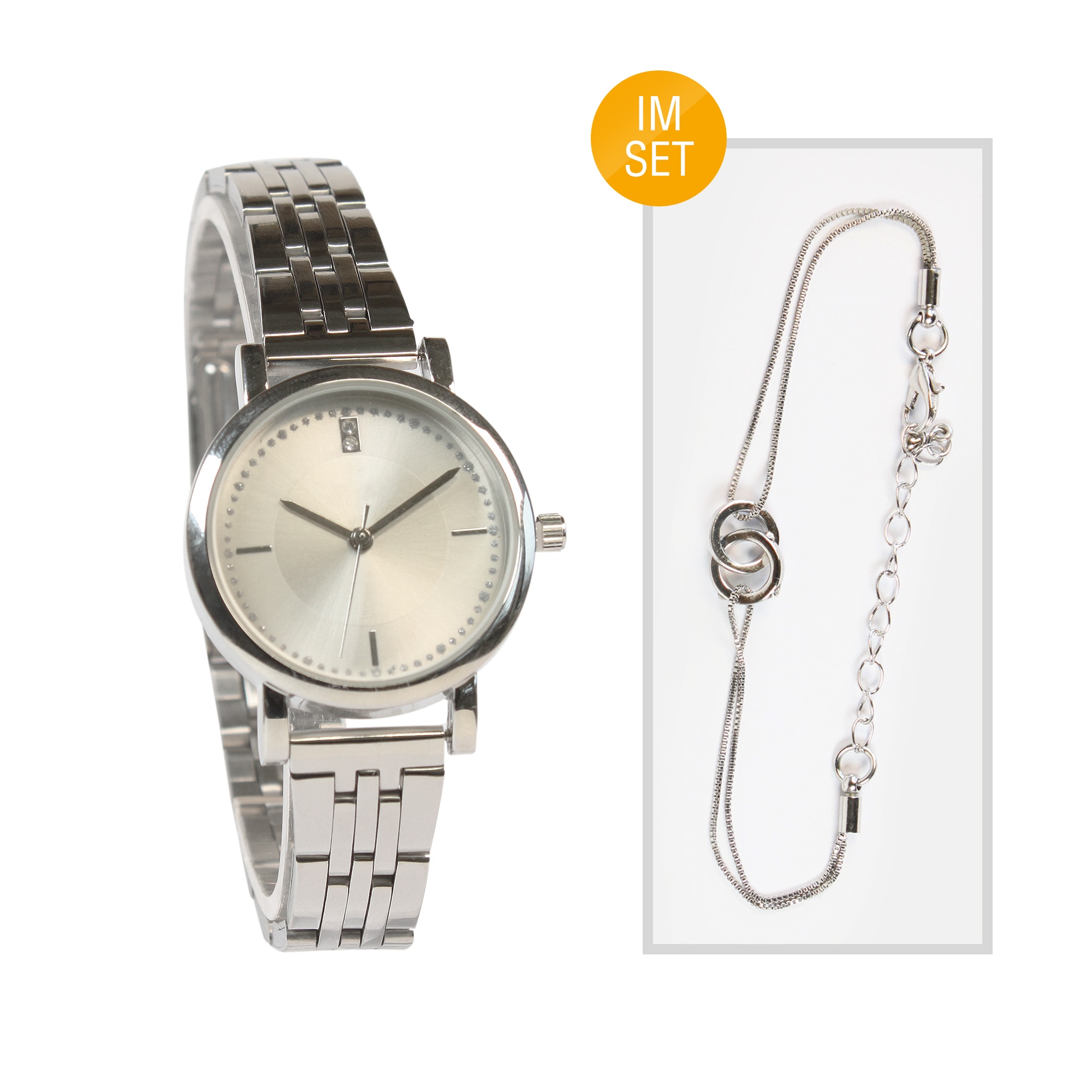 SONSTIGE  Miraval Damen Armbanduhr Silber mit Edelstahlarmband & wei&szlig;em Zifferblatt &ndash; Quarzuhr mit Schmuck-Set, &Oslash; 31 mm - Bild 1