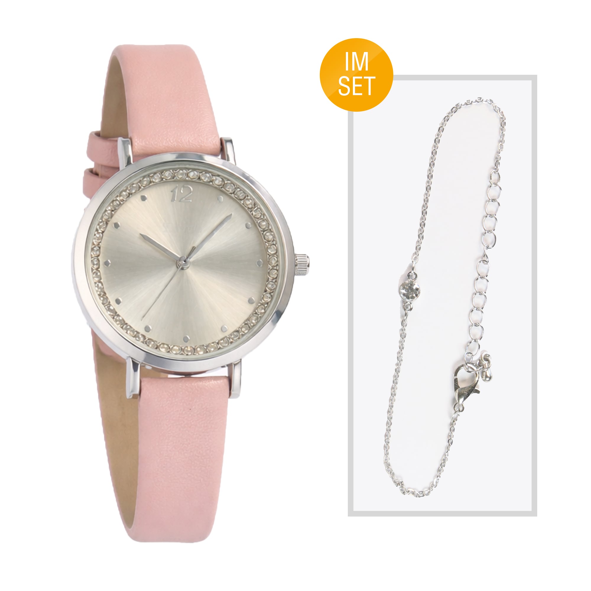 SONSTIGE  Damen Armbanduhr Ros&eacute; mit Kunstlederarmband & wei&szlig;em Zifferblatt &ndash; Analoge Quarzuhr &Oslash; 34 mm, Batterie inklusive - Bild 1